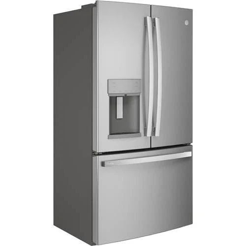 GE Profile 36-inch, 27.7 cu.ft. Freestanding French 3-Door Refrigerator with External Water and Ice Dispensing System PFE28KYNFS - Image 2