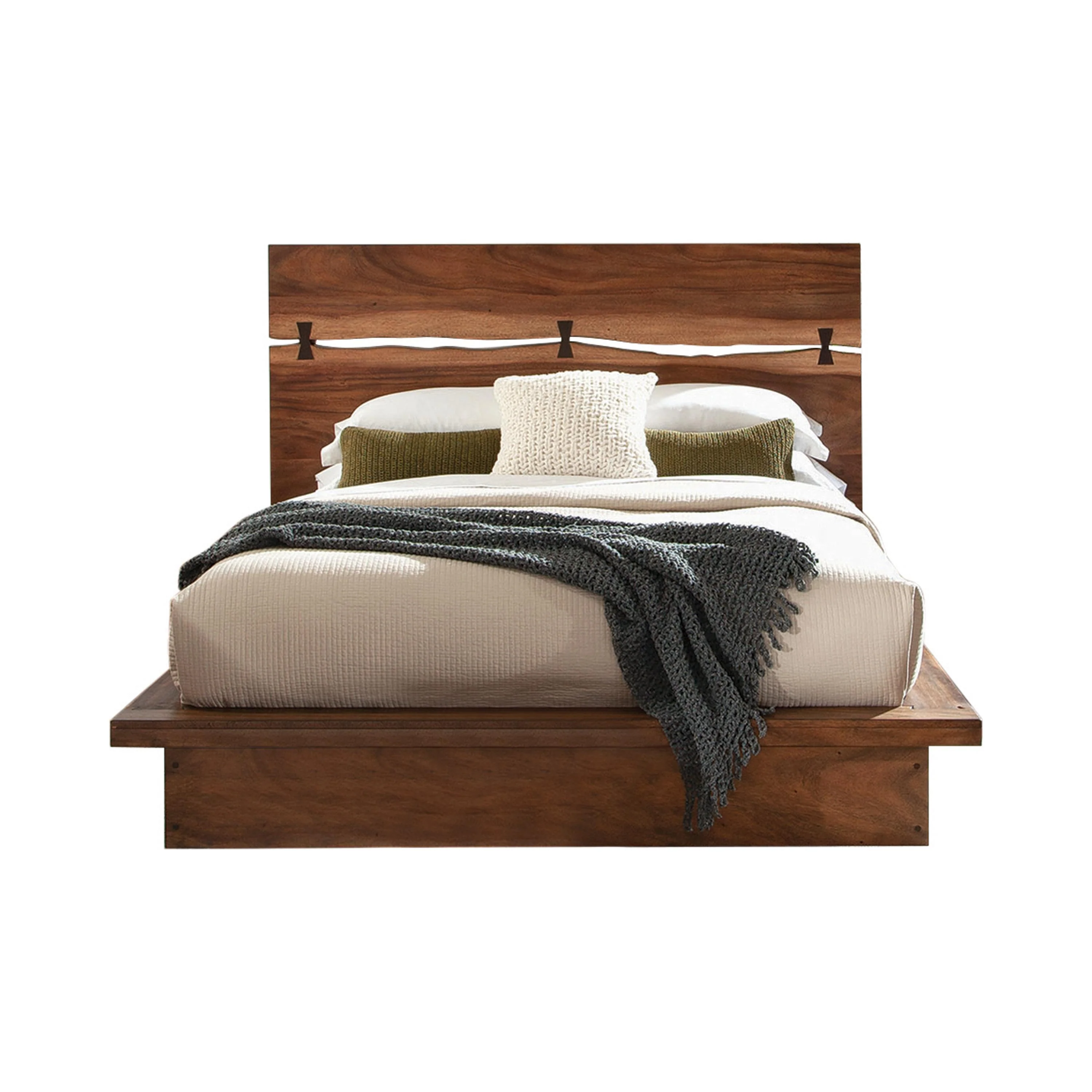 Coaster Furniture Winslow 223250Q Wood Queen Panel Bed - Smokey Walnut and Coffee Bean - Image 1