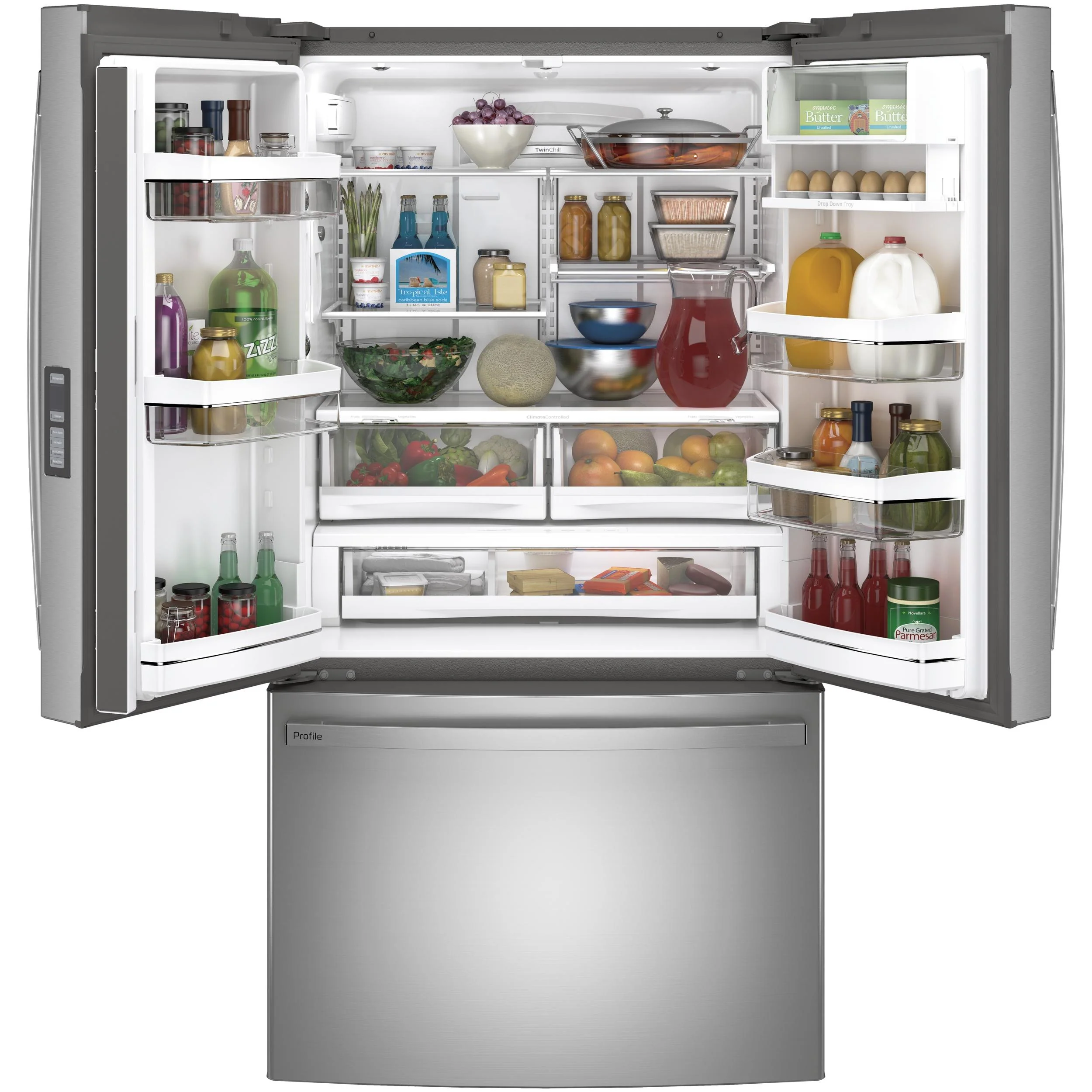 GE Profile 36-inch, 23.1 cu. ft. Counter-Depth French 3-Door Refrigerator with Interior Ice Maker PWE23KYNFS - Image 3