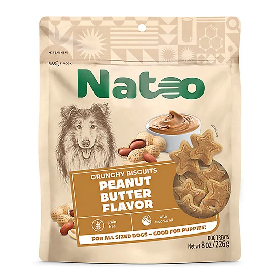 Natoo Peanut Butter Crunchy Biscuit Dog Treats 8oz - Image 1