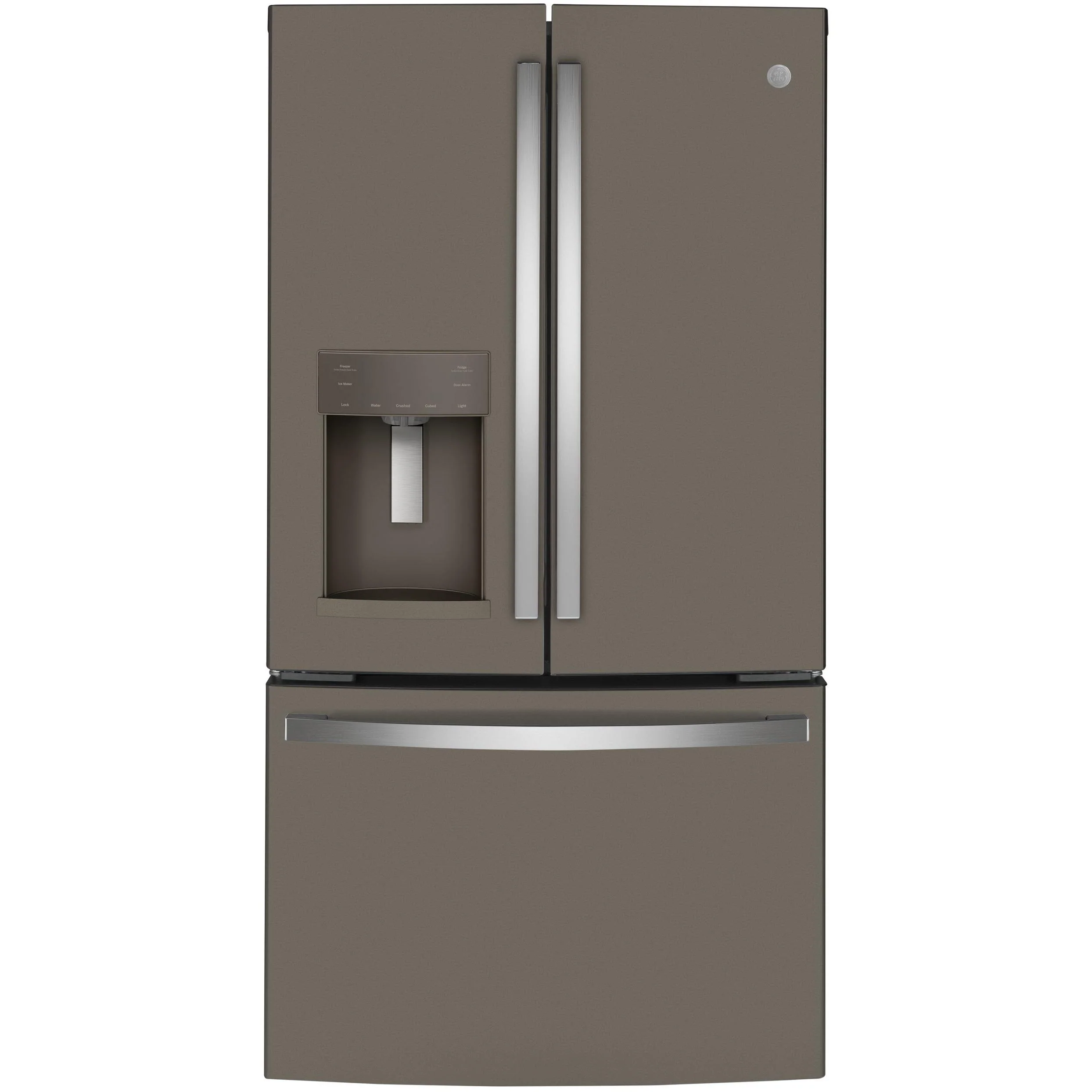 GE 36-inch, 22.1 cu.ft. Counter-Depth French 3-Door Refrigerator with external water and ice dispensing system GYE22GMNES - Image 1