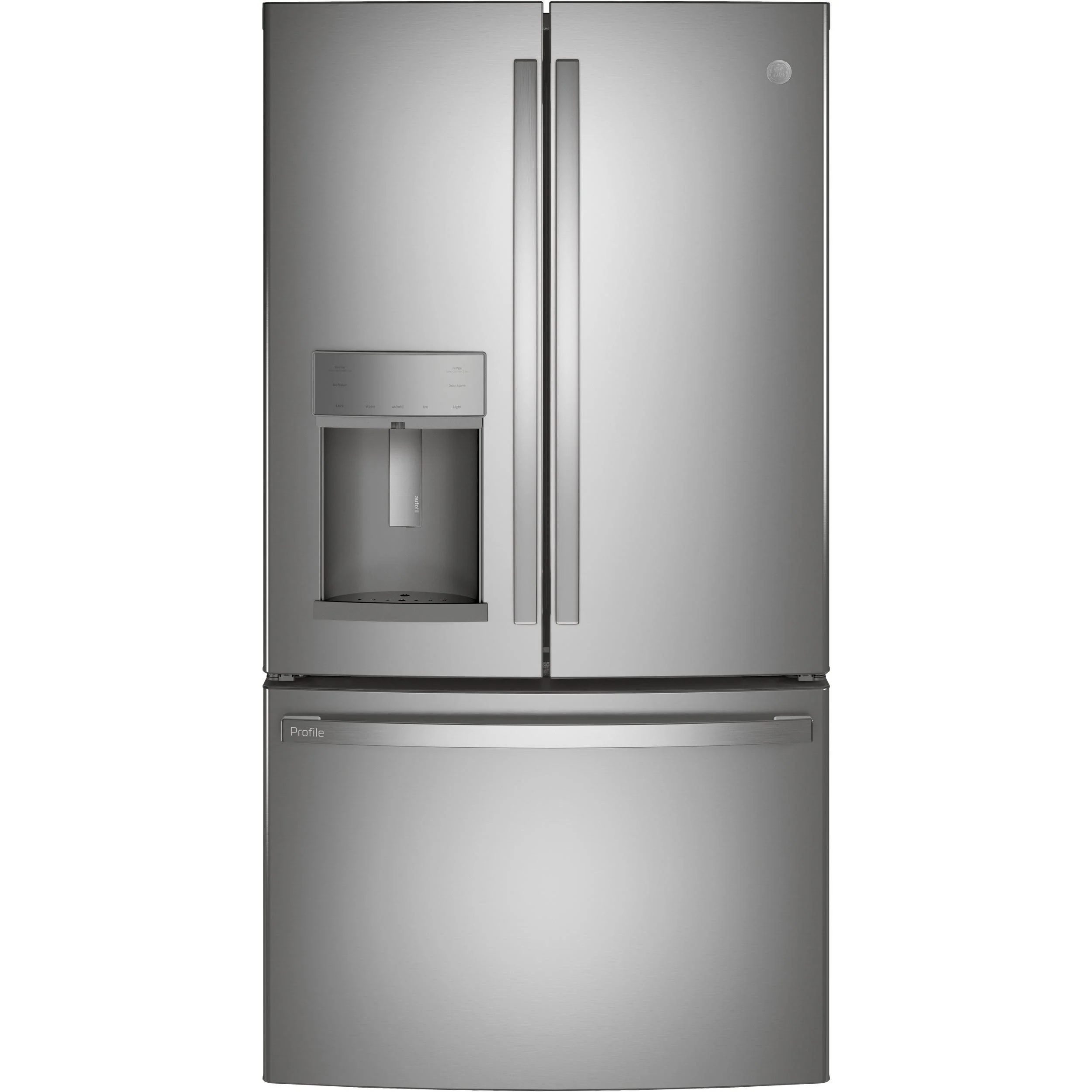 GE Profile 36-inch, 22.1 cu.ft. Counter-Depth French 3-Door Refrigerator with External Water and Ice Dispensing System PYD22KYNFS - Image 1