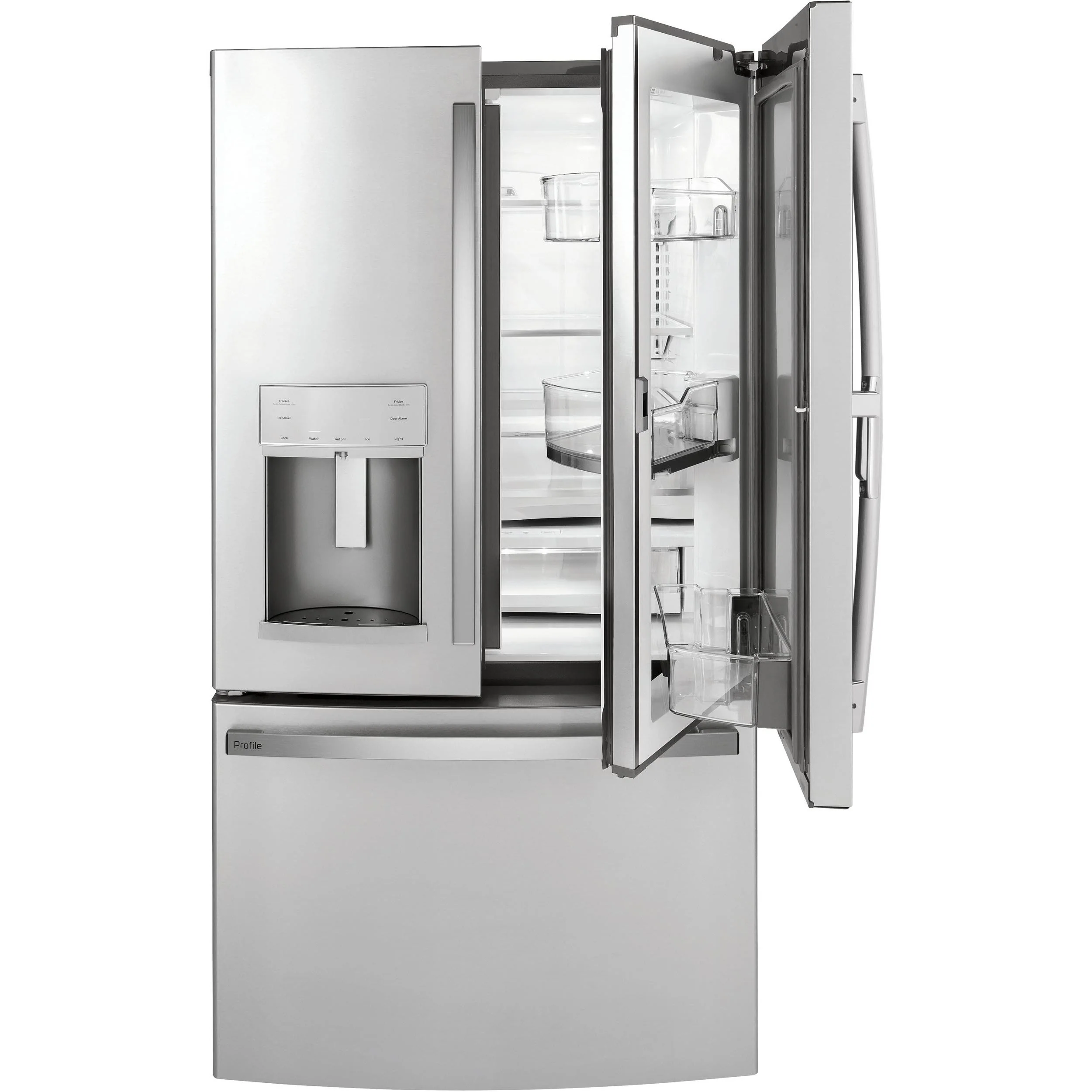 GE Profile 36-inch, 22.1 cu.ft. Counter-Depth French 3-Door Refrigerator with External Water and Ice Dispensing System PYD22KYNFS - Image 3