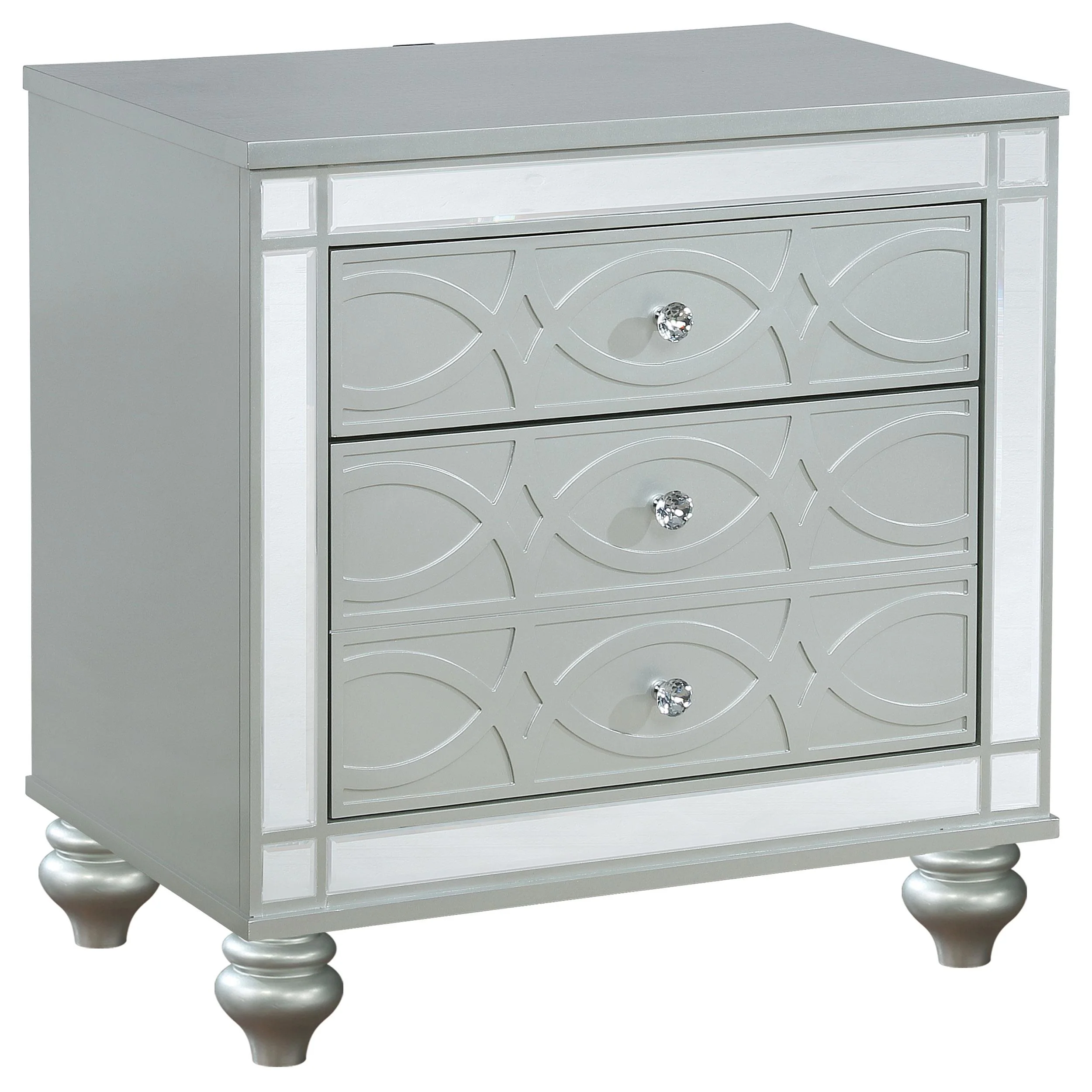 Coaster Furniture Gunnison 223212 2-Drawer Nightstand - Silver Metallic - Image 1