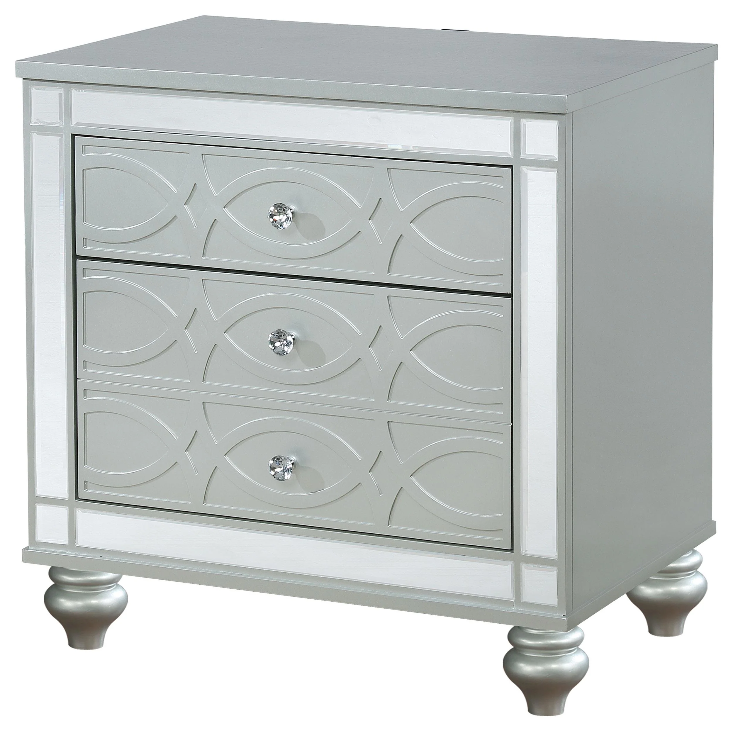 Coaster Furniture Gunnison 223212 2-Drawer Nightstand - Silver Metallic - Image 3