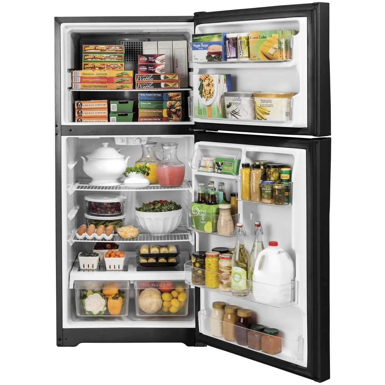 GE 30-inch, 19.2 cu. ft. Top Freezer Refrigerator GTE19DTNRBB - Image 3