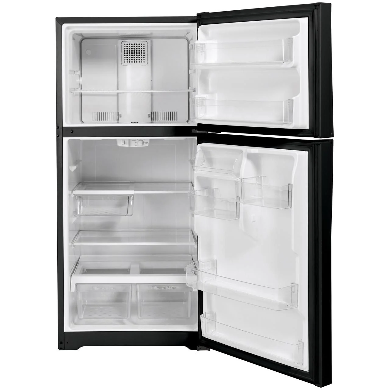 GE 30-inch, 19.2 cu. ft. Top Freezer Refrigerator with edge-to-edge glass shelves GTE19JTNRBB - Image 2