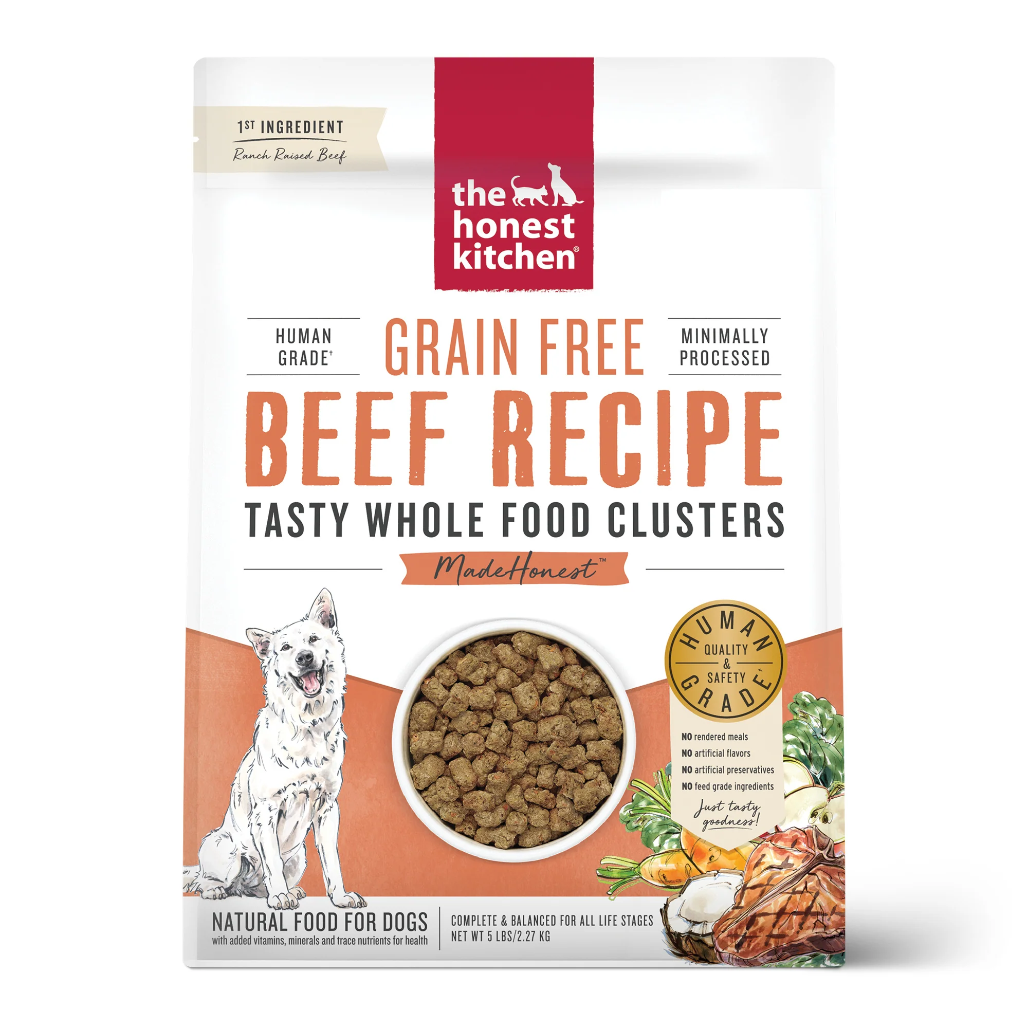The Honest Kitchen Whole Food Clusters Grain Free Beef Dry Dog Food 5lb - Image 1
