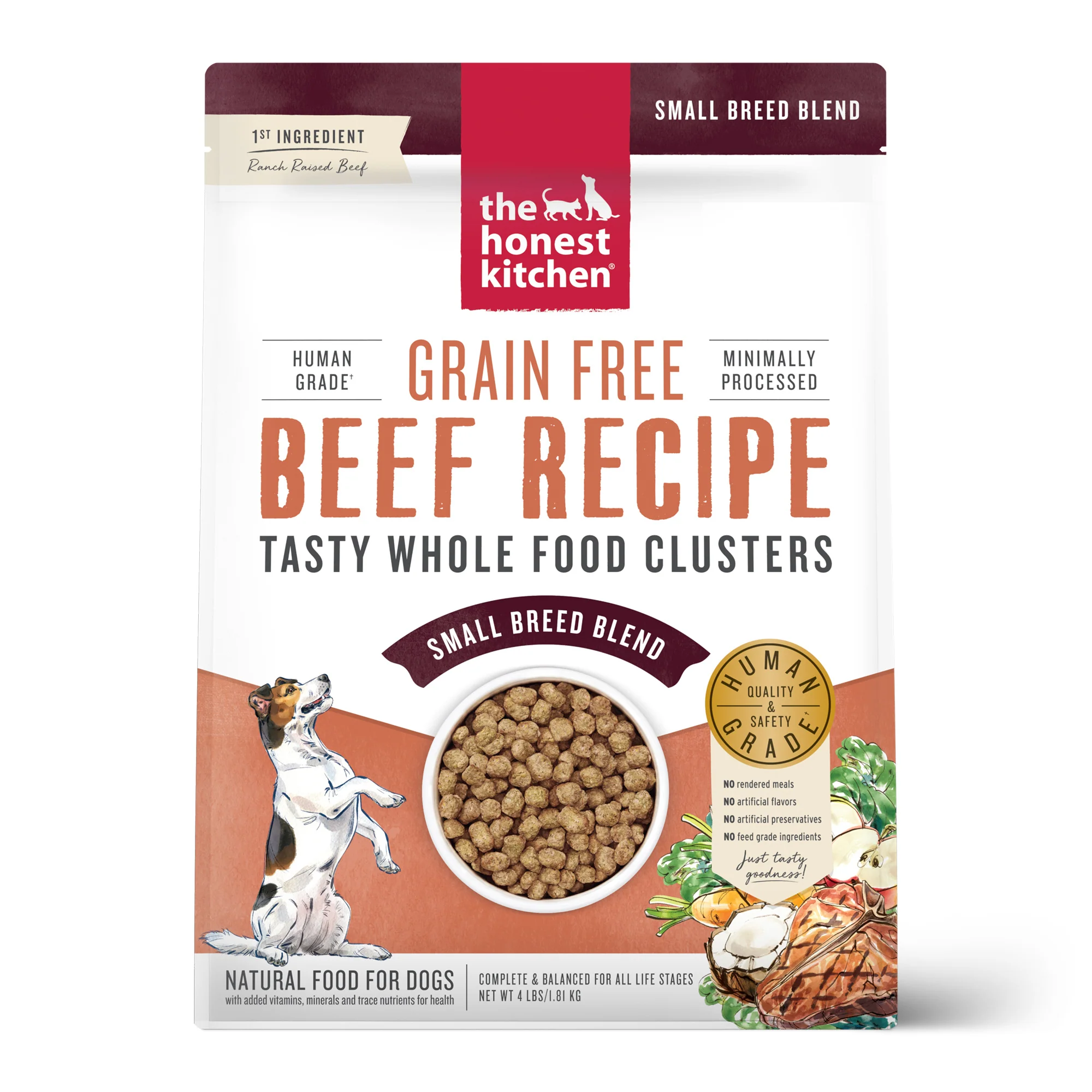 The Honest Kitchen Whole Food Clusters Small Breed Grain Free Beef Dry Dog Food 4lb - Image 1