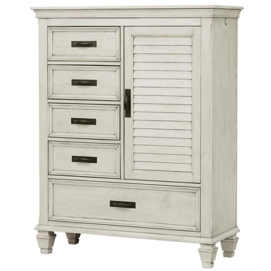 Coaster Furniture Franco 205338 5-Drawer Door Chest – Distressed White