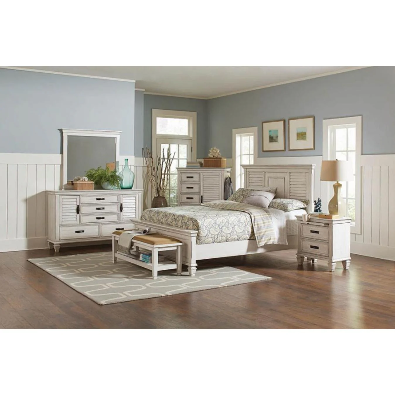 Coaster Furniture Franco 205338 5-Drawer Door Chest - Distressed White - Image 3