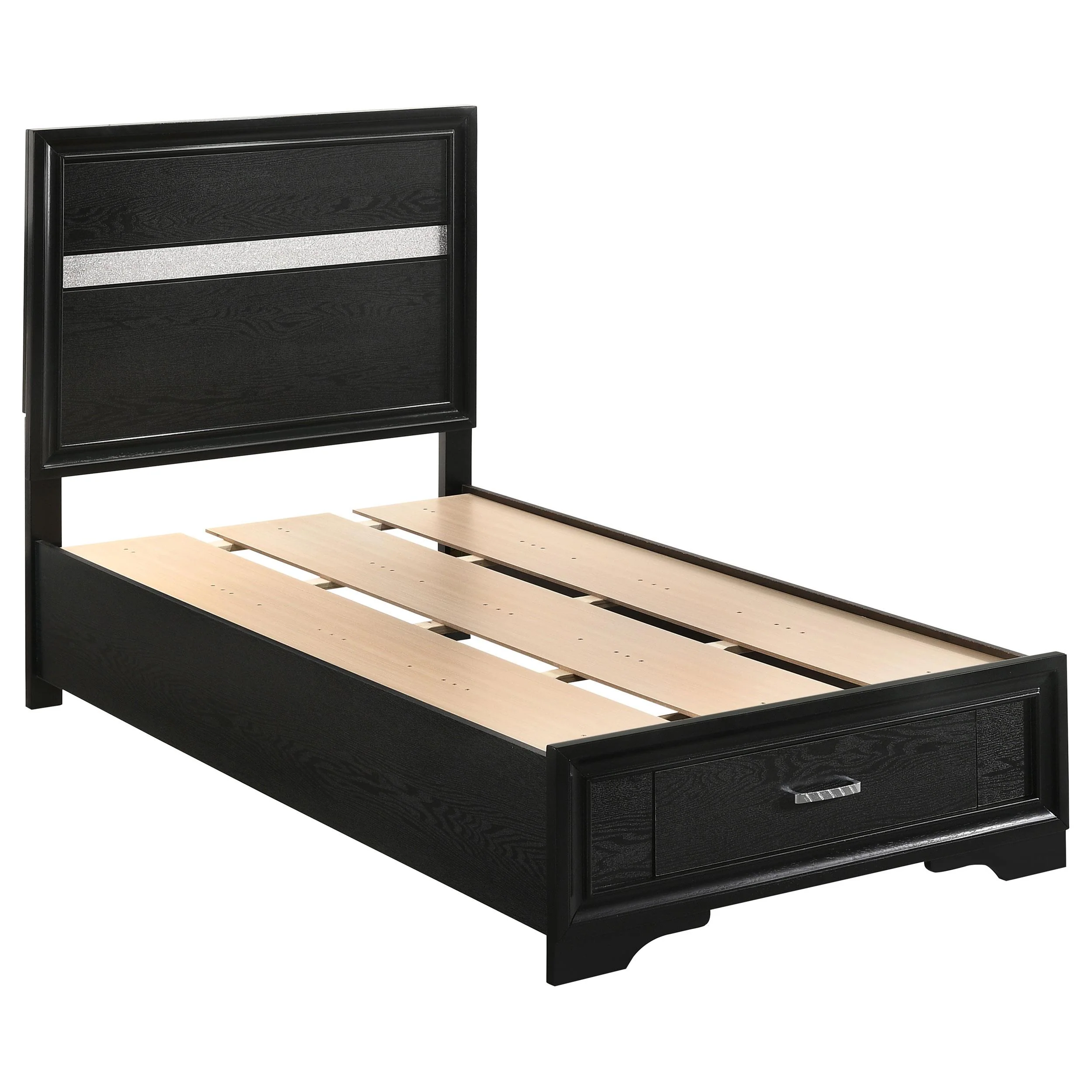 Coaster Furniture Miranda 206361T 51-inch Wood Twin Storage Panel Bed - Black - Image 1