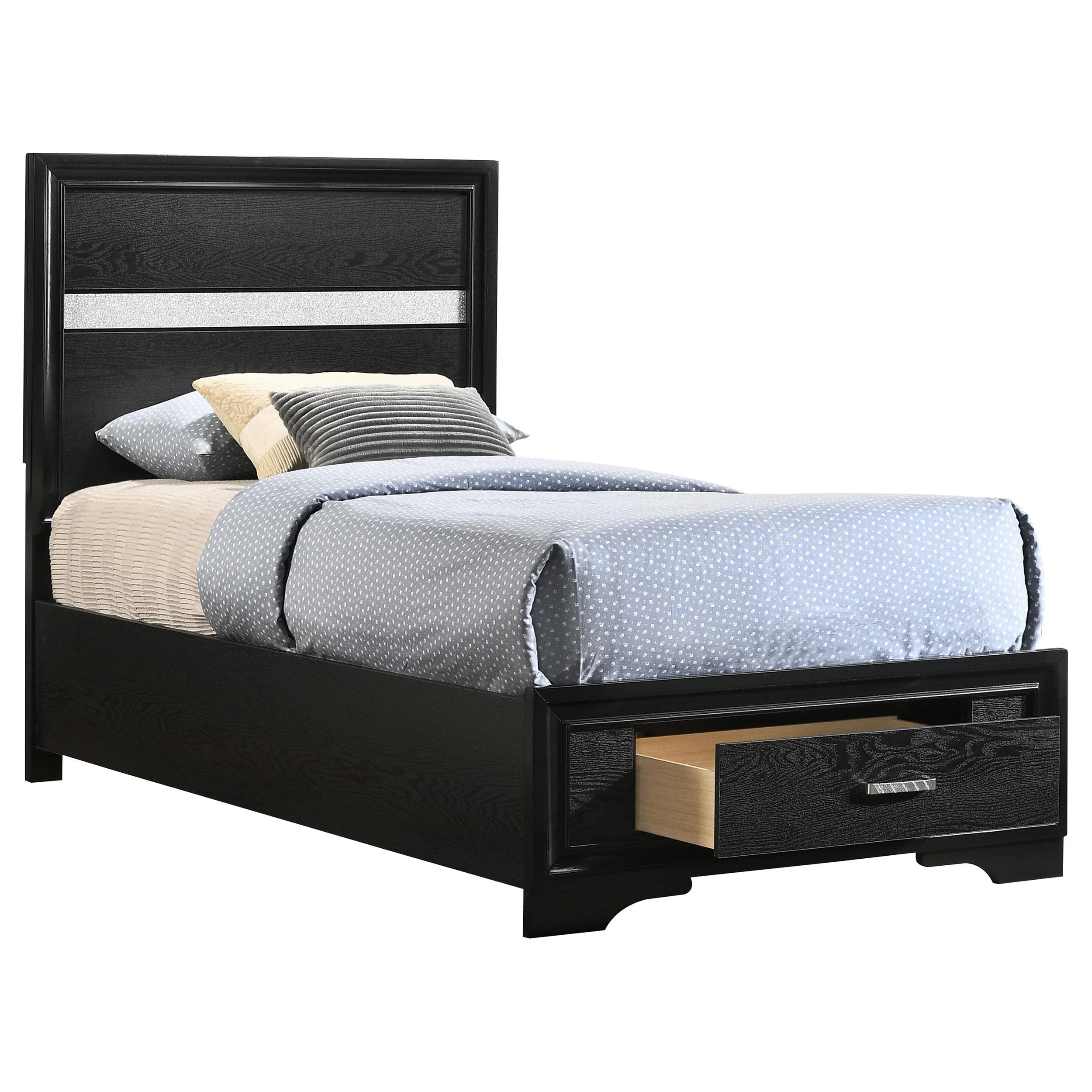 Coaster Furniture Miranda 206361T 51-inch Wood Twin Storage Panel Bed - Black - Image 2