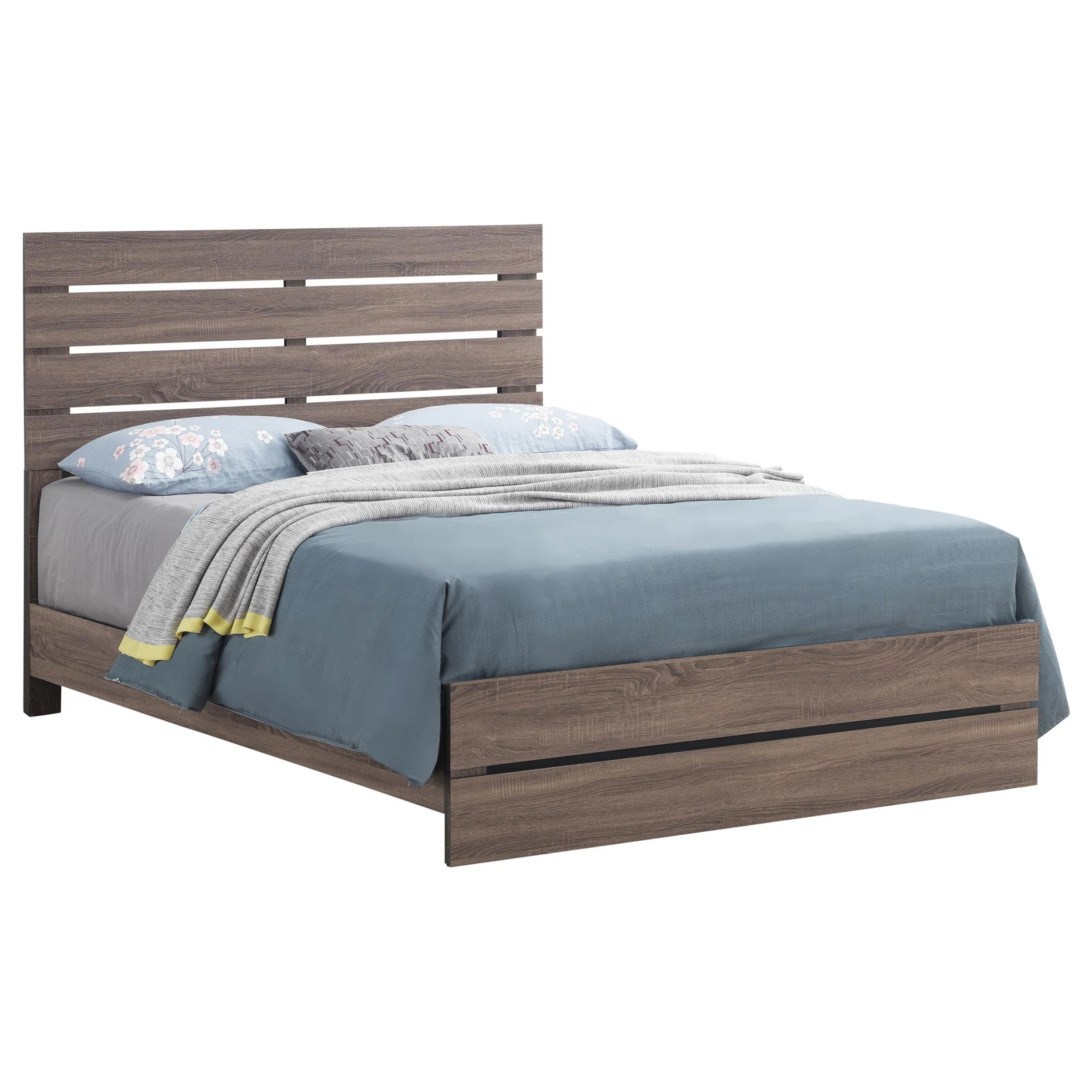 Coaster Furniture Brantford 207041Q Wood Queen Panel Bed - Barrel Oak - Image 2