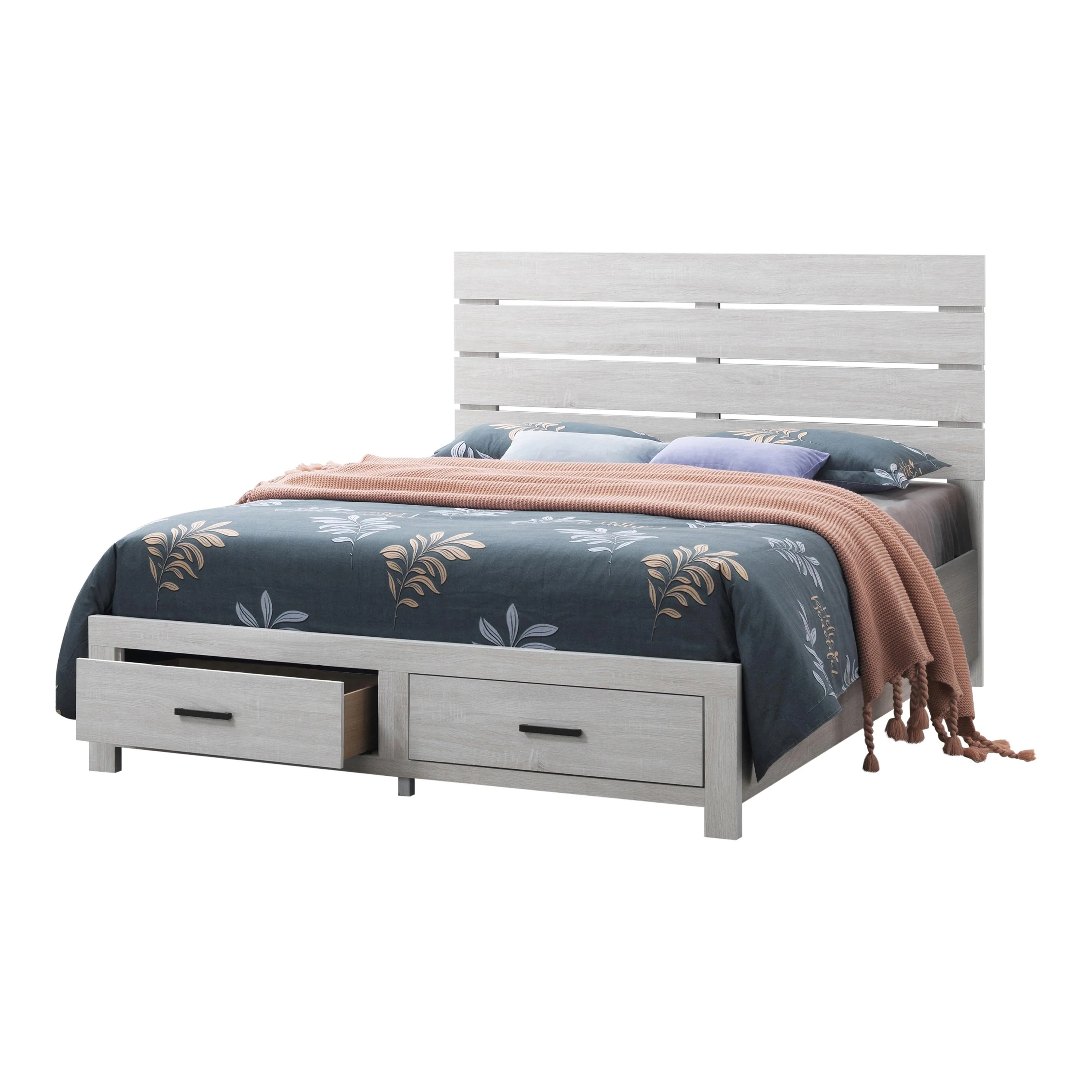 Coaster Furniture Brantford 207050Q Wood Queen Storage Panel Bed - Coastal White - Image 1