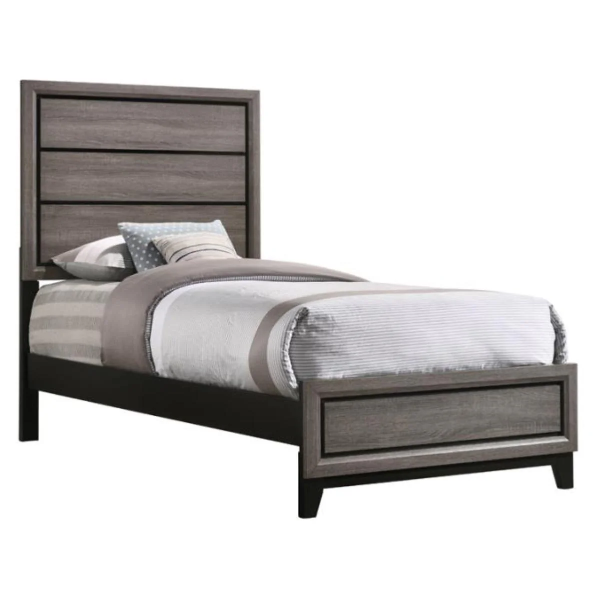 Coaster Furniture Watson 212421T Wood Twin Panel Bed - Grey Oak - Image 1