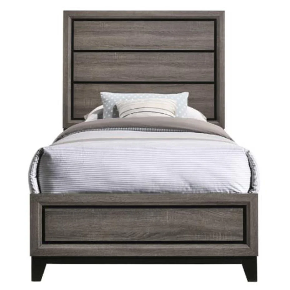 Coaster Furniture Watson 212421T Wood Twin Panel Bed - Grey Oak - Image 2