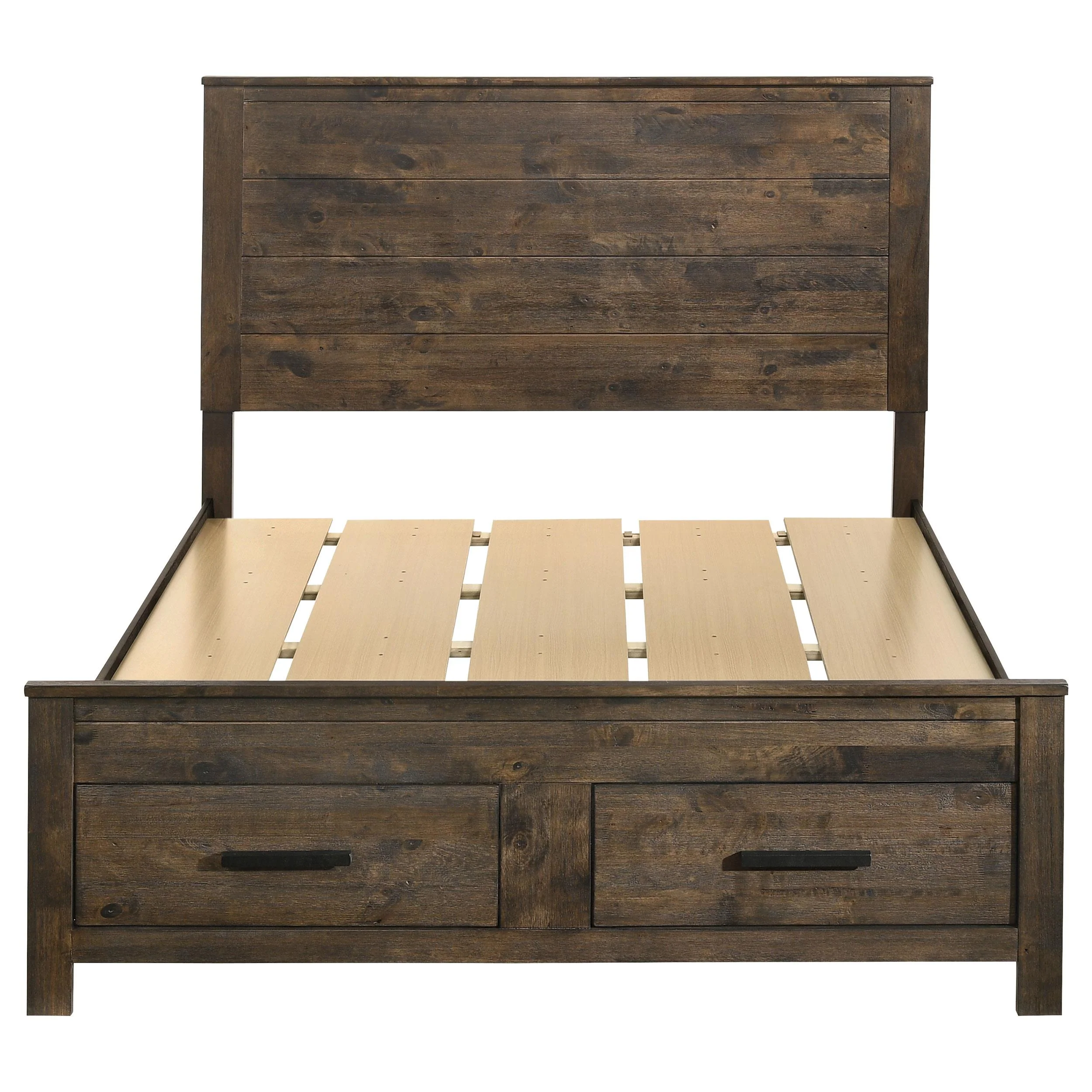 Coaster Furniture Woodmont 222631Q Wood Queen Storage Panel Bed - Rustic Golden Brown - Image 3