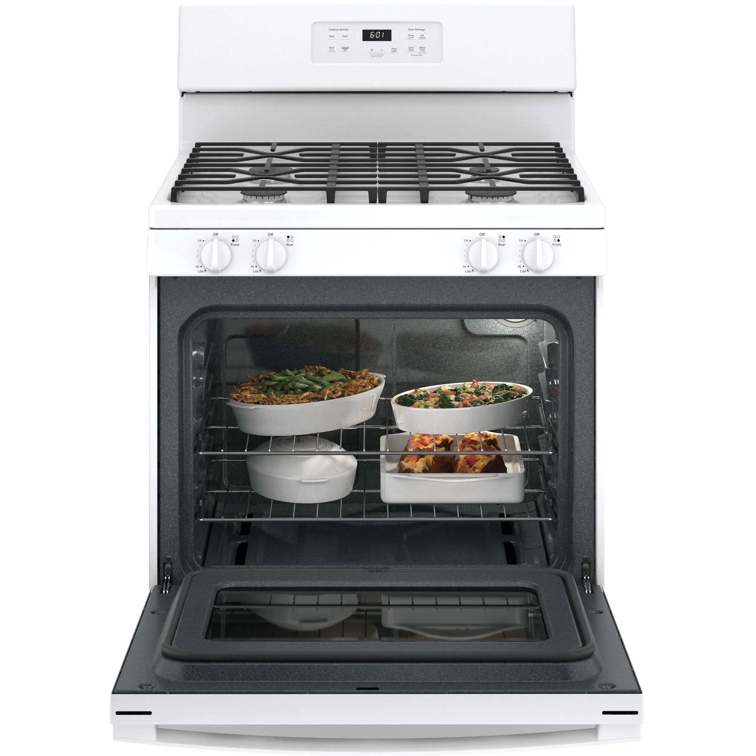 GE 30-inch Freestanding Gas Range with Precise Simmer Burner JGBS61DPWW - Image 3
