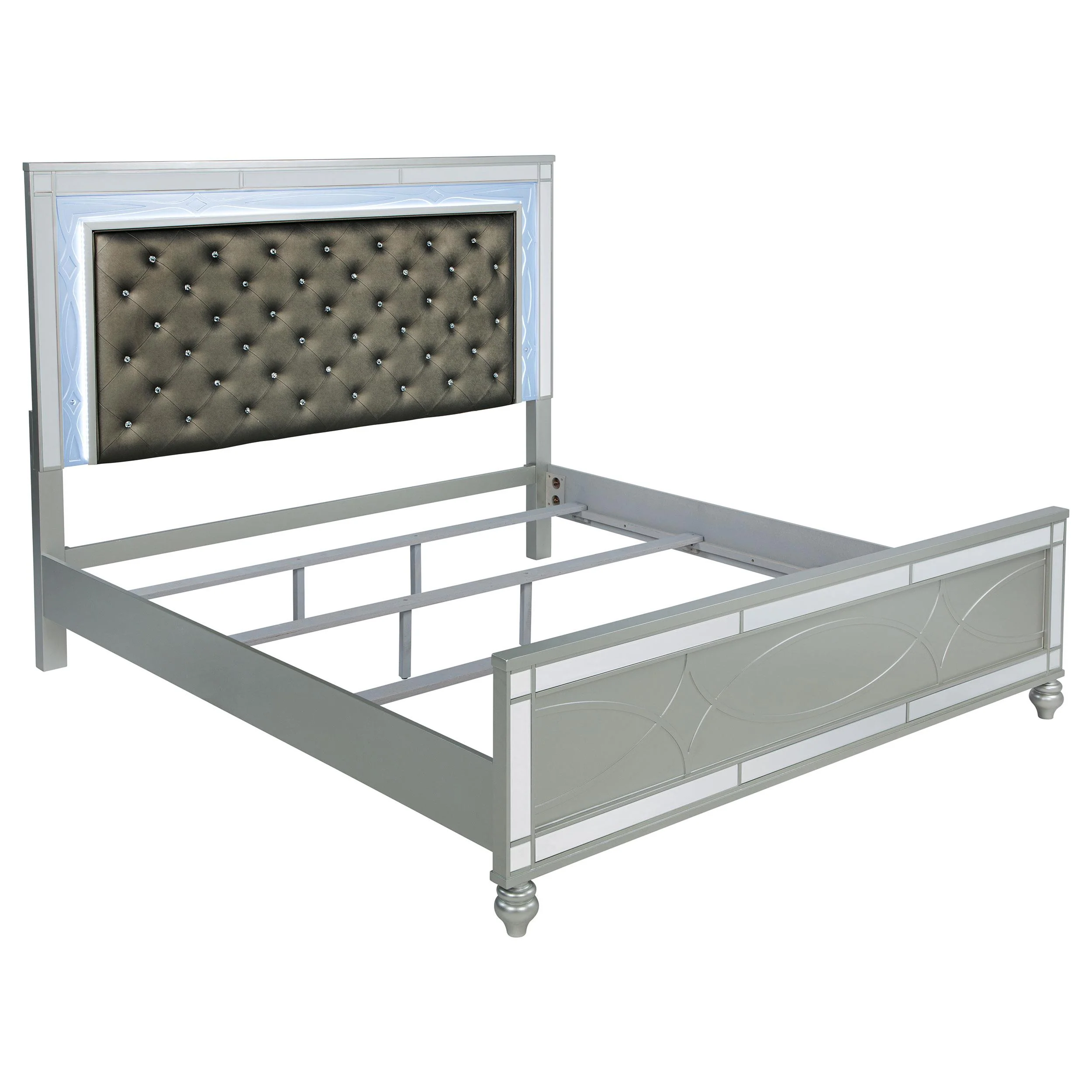 Coaster Furniture Gunnison 223211KE Wood Eastern King LED Panel Bed - Silver Metallic - Image 1