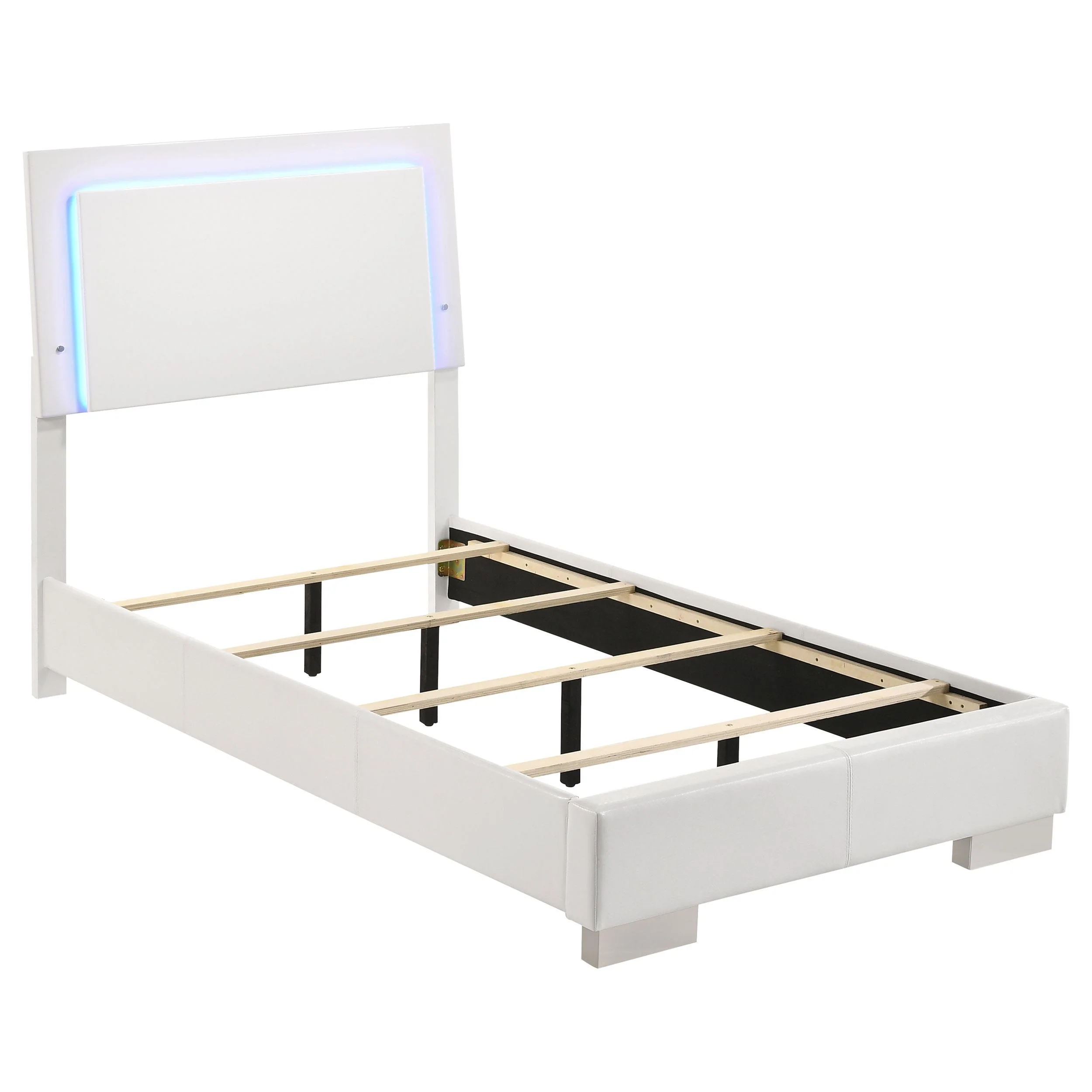 Coaster Furniture Felicity 203500T Wood Twin LED Panel Bed - White High Gloss - Image 1