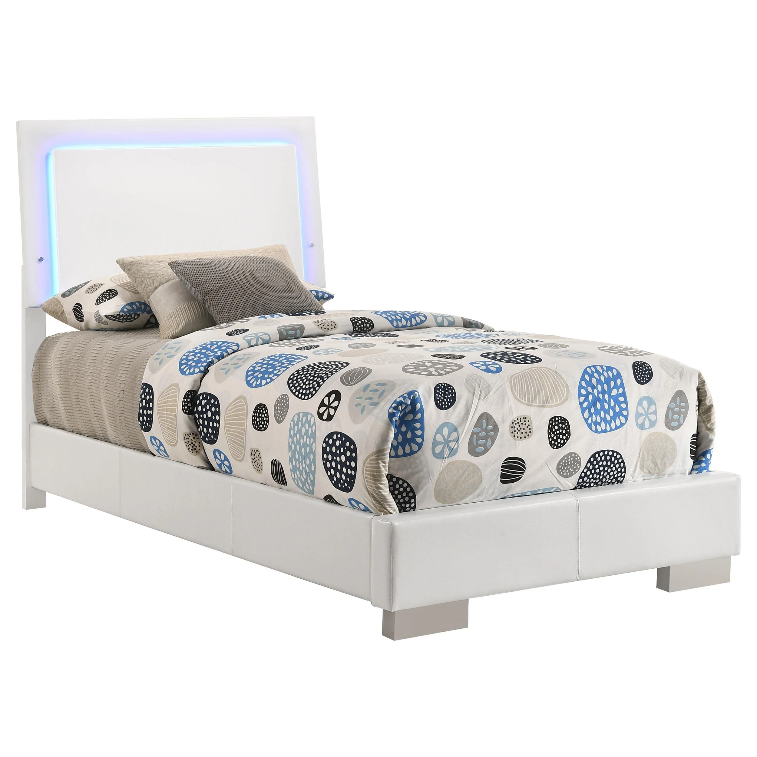 Coaster Furniture Felicity 203500T Wood Twin LED Panel Bed - White High Gloss - Image 2