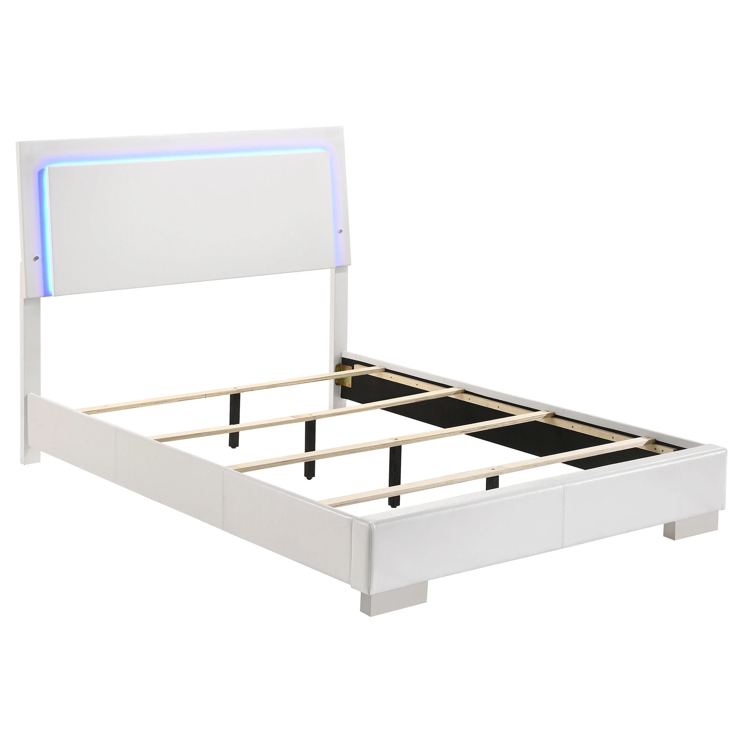 Coaster Furniture Felicity 203500F Wood Full LED Panel Bed - White High Gloss - Image 1