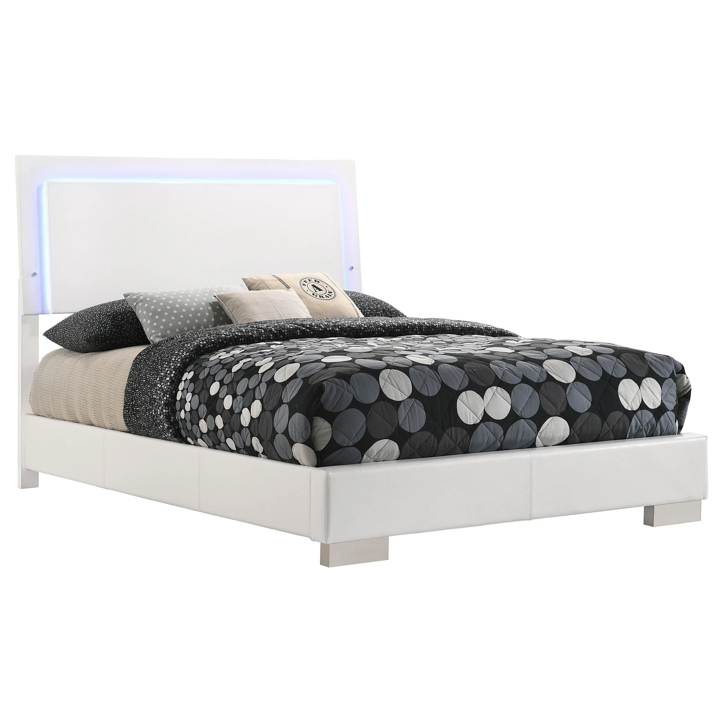 Coaster Furniture Felicity 203500F Wood Full LED Panel Bed - White High Gloss - Image 2