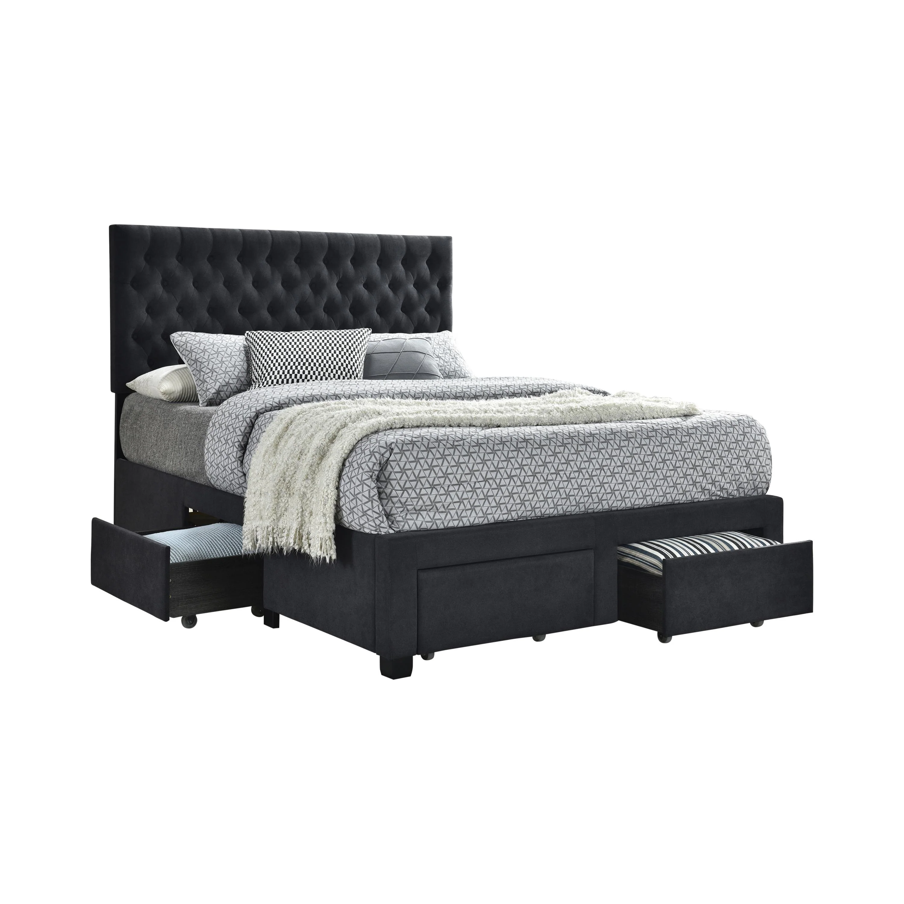 Coaster Furniture Soledad 305877KE Upholstered Eastern King Storage Panel Bed – Grey