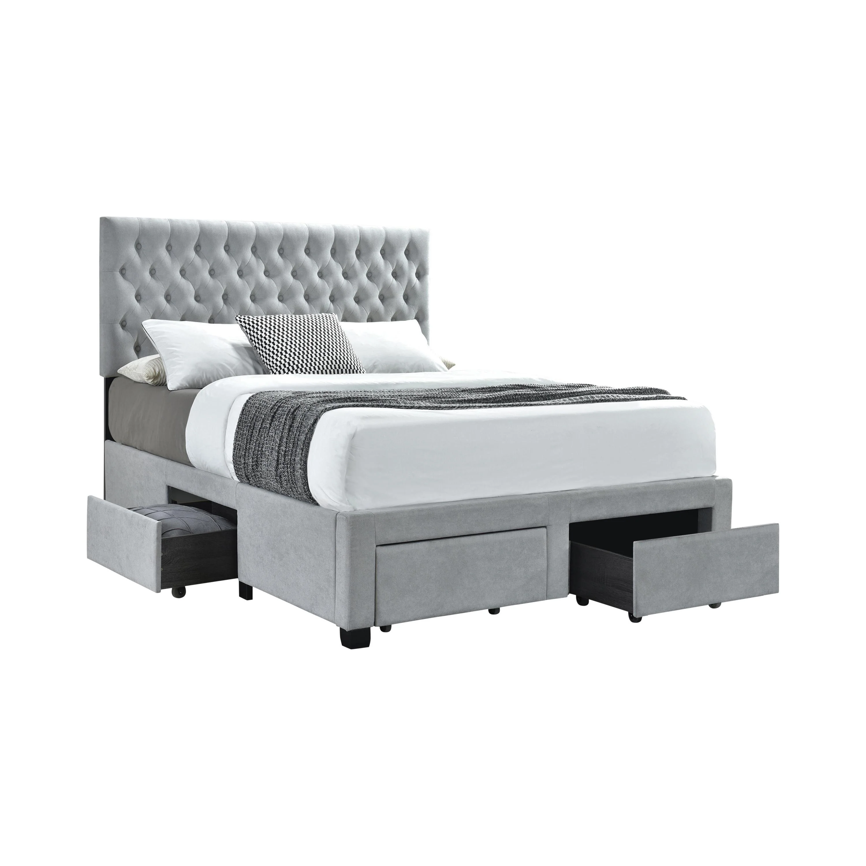 Coaster Furniture Soledad 305878Q Upholstered Queen Storage Panel Bed - Light Grey - Image 1
