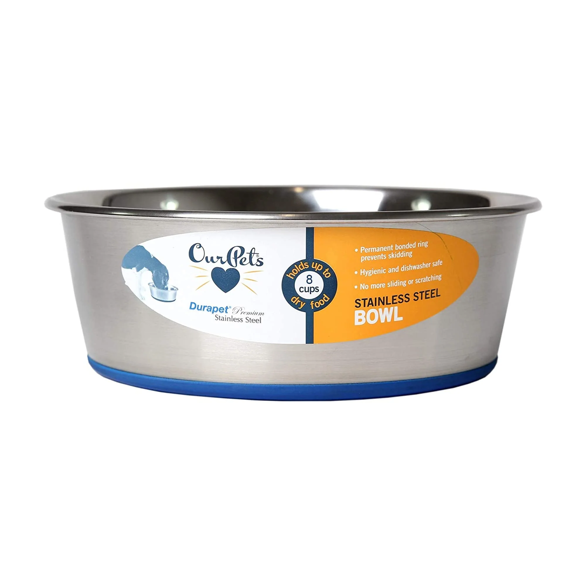 OurPets Durapet Premium Stainless Steel Wide Base Bowl, 2qt - Image 1