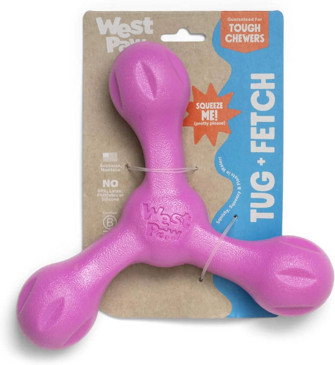 West Paw Dog Toy Skamp Pink Large 8.5In - Image 1