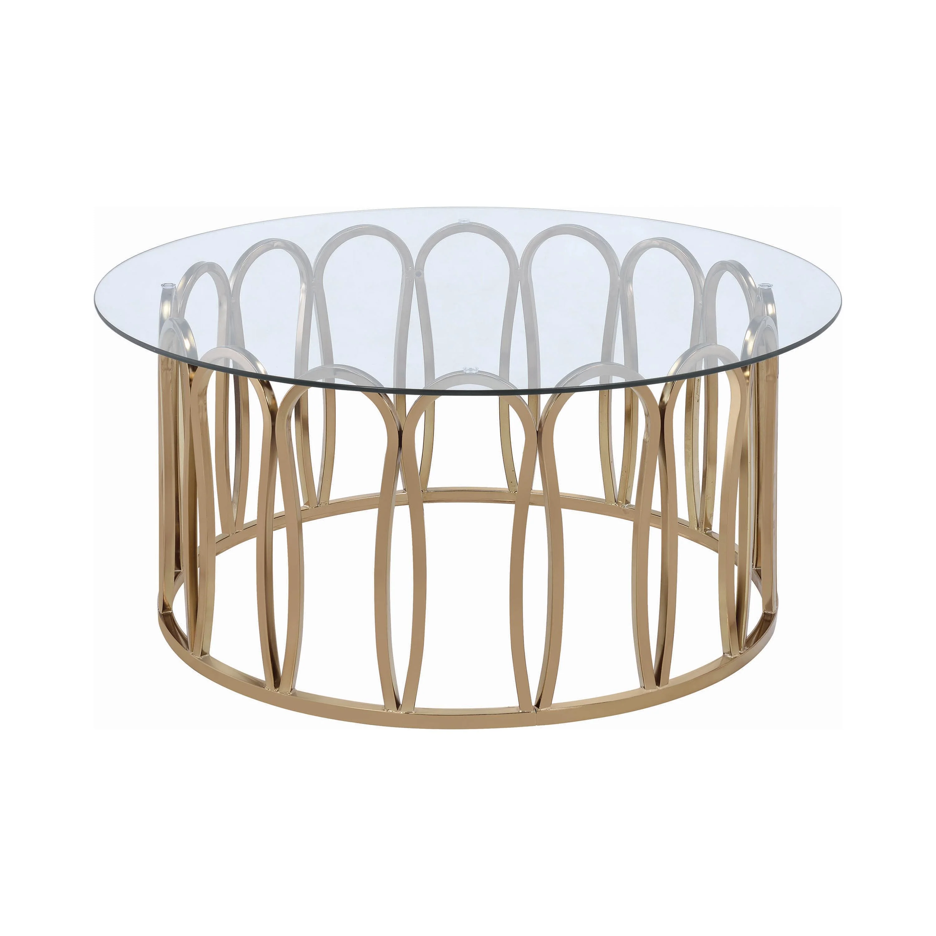 Coaster Furniture Monett 708058 Round Glass Top Coffee Table – Chocolate Chrome