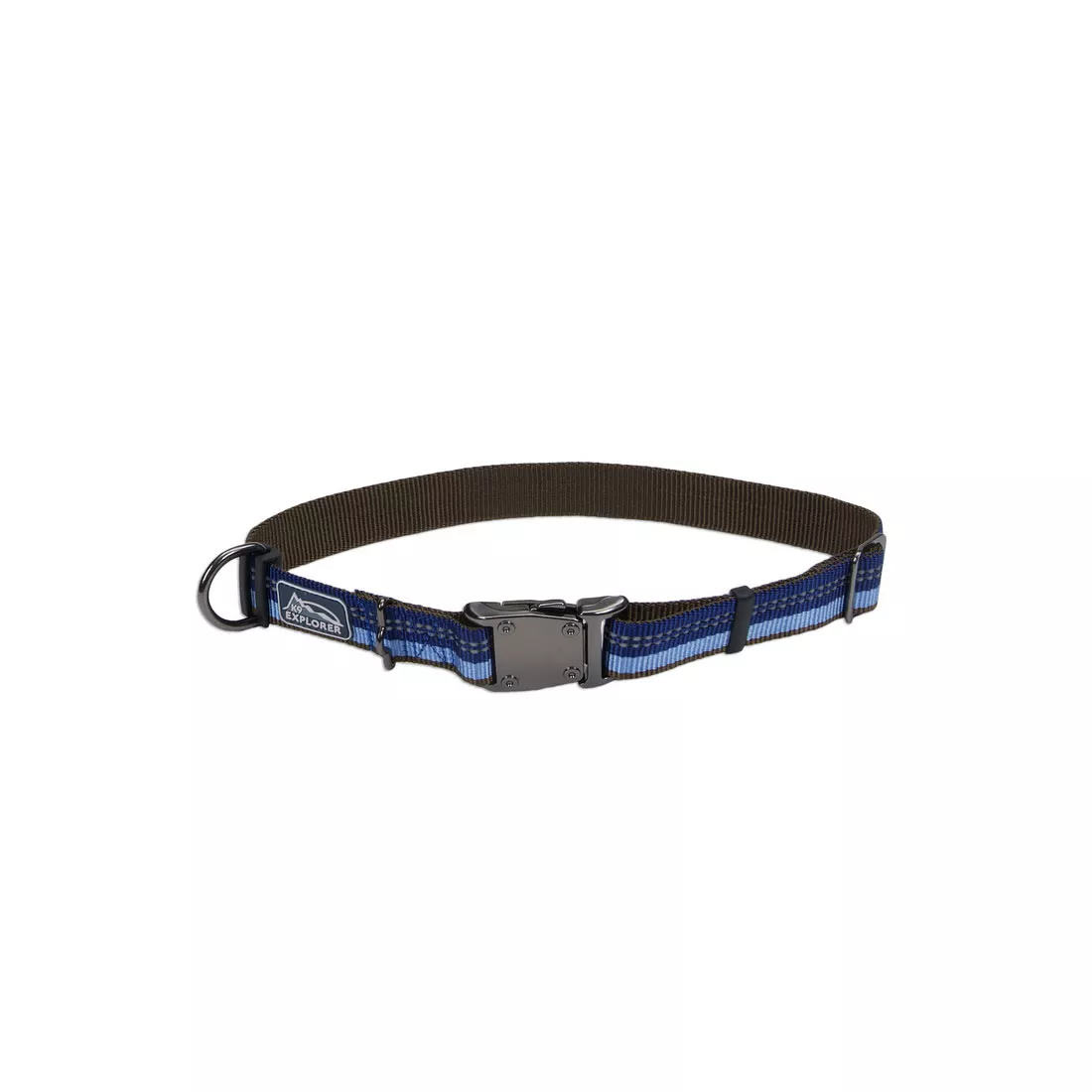 Coastal K9 Explorer 1in Wide 18-26in Reflective Adjustable Dog Collar Sapphire - Image 1