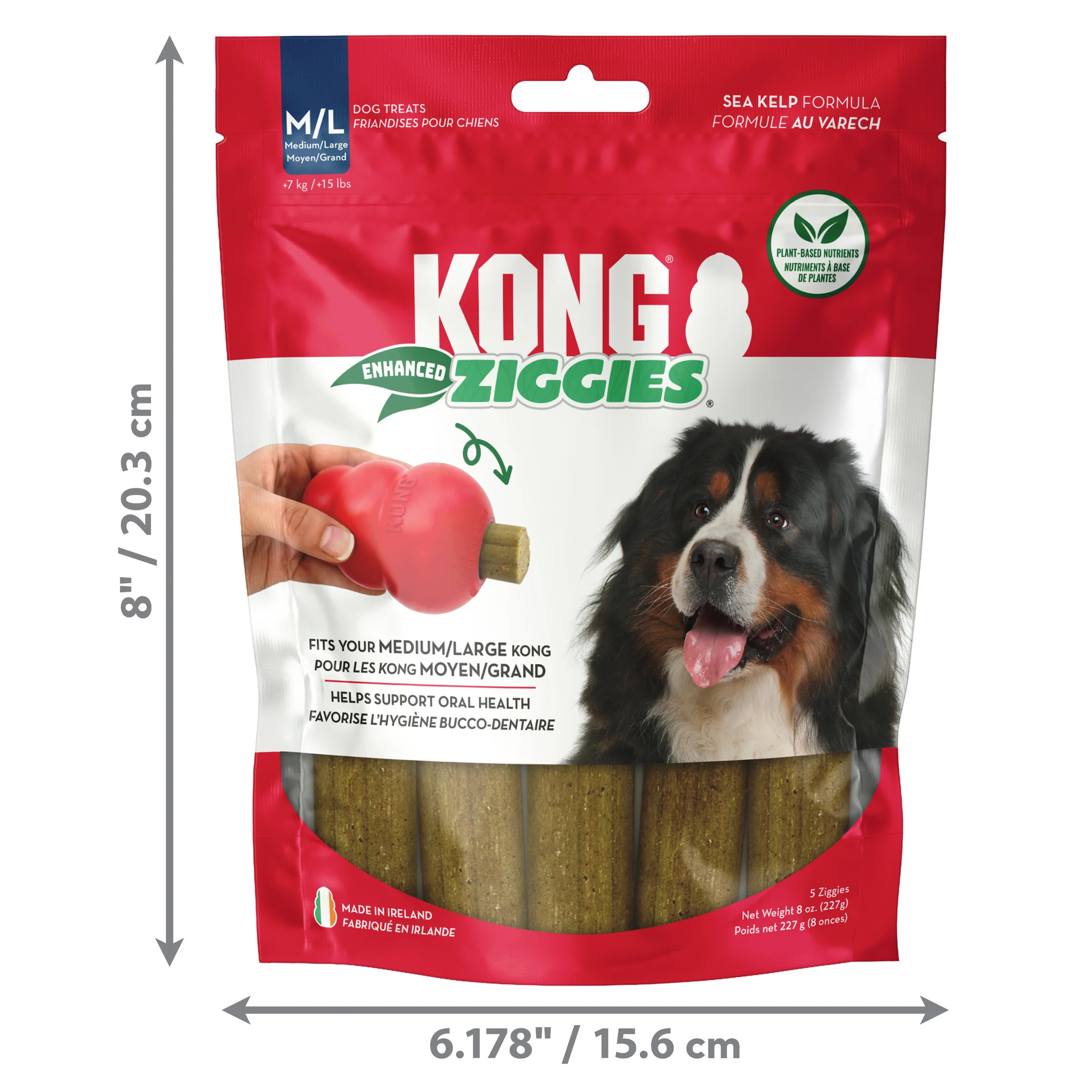 Kong Dog Treat Ziggies 2.0 Adult Enhanced Large 8oz - Image 1