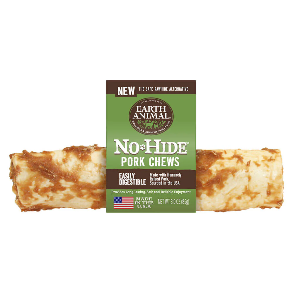 Earth Animal 7 in.  No Hide Pork Chews Dog Treats Counter Refill - Image 1