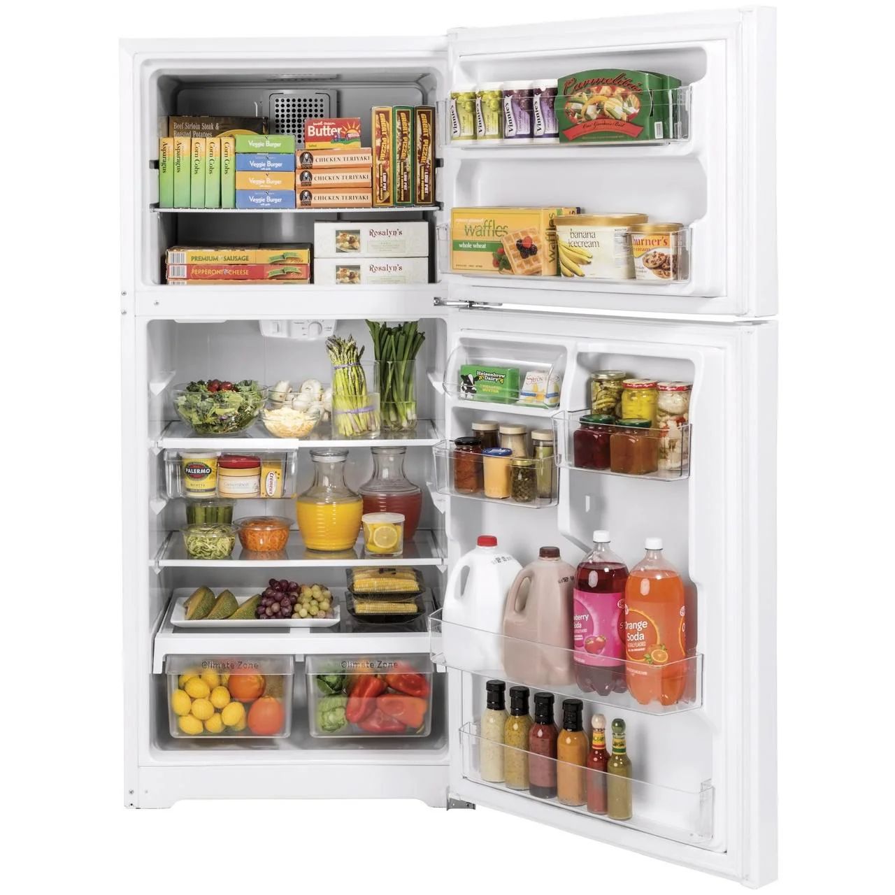 GE 30-inch, 19.2 cu. ft. Top Freezer Refrigerator with edge-to-edge glass shelves GTE19JTNRWW - Image 3