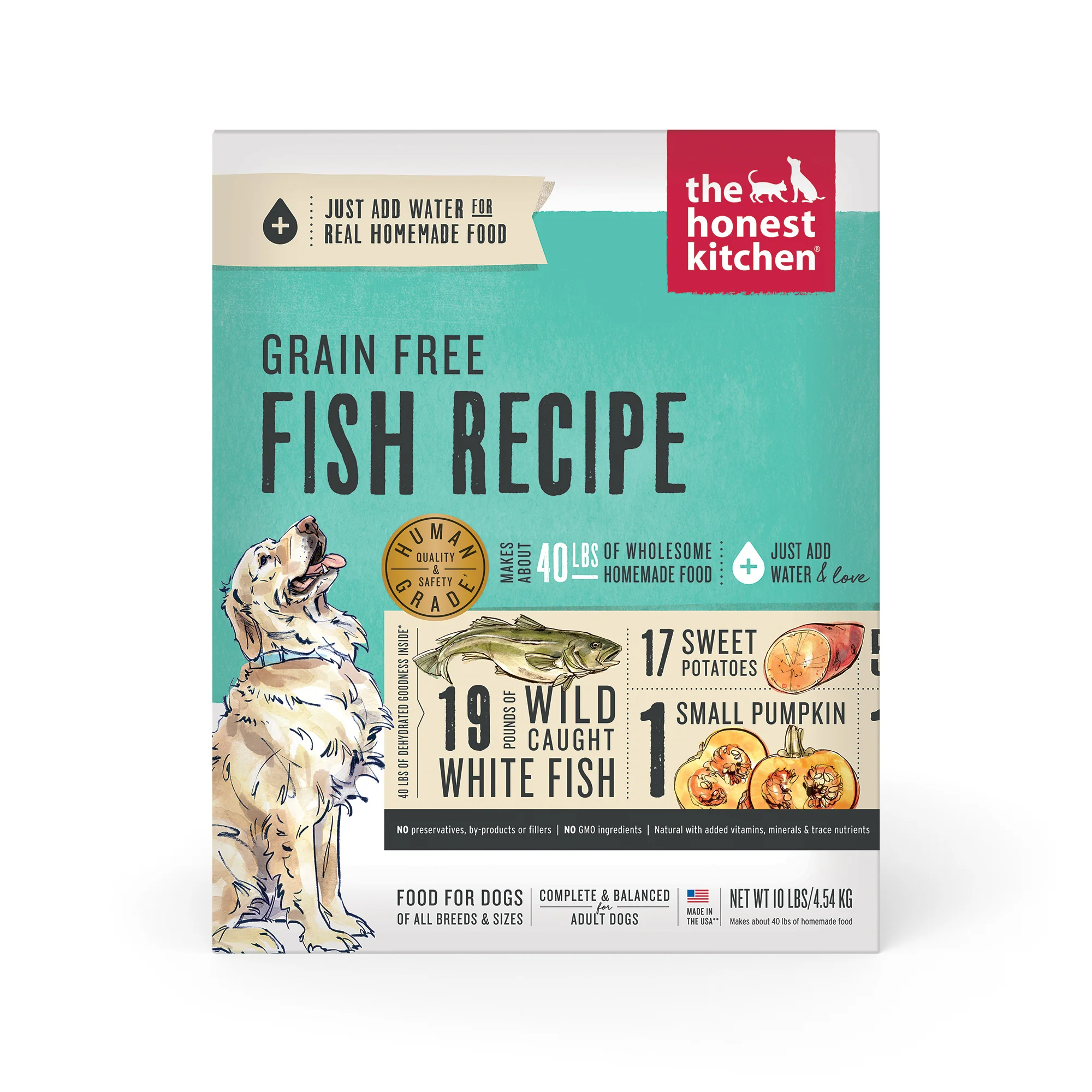 Honest Kitchen Dehydrated Grain Free Fish Dog Food, 10 lb Box - Image 1