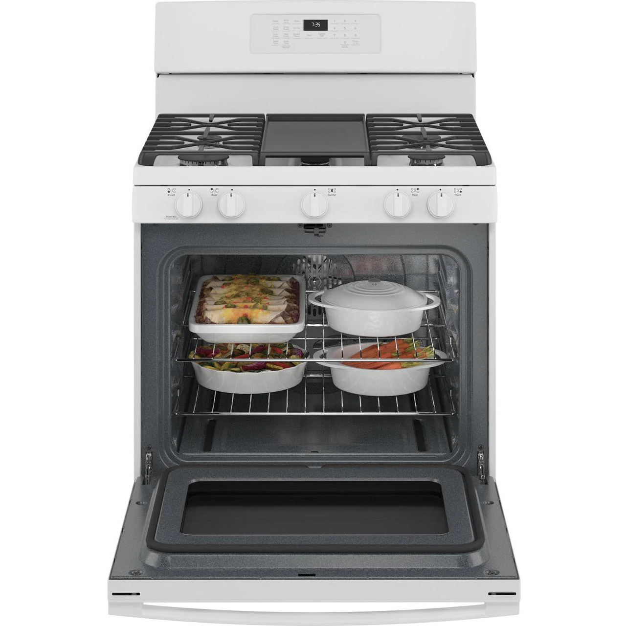 GE 30-inch Freestanding Gas Range with Convection Technology JGB735DPWW - Image 3