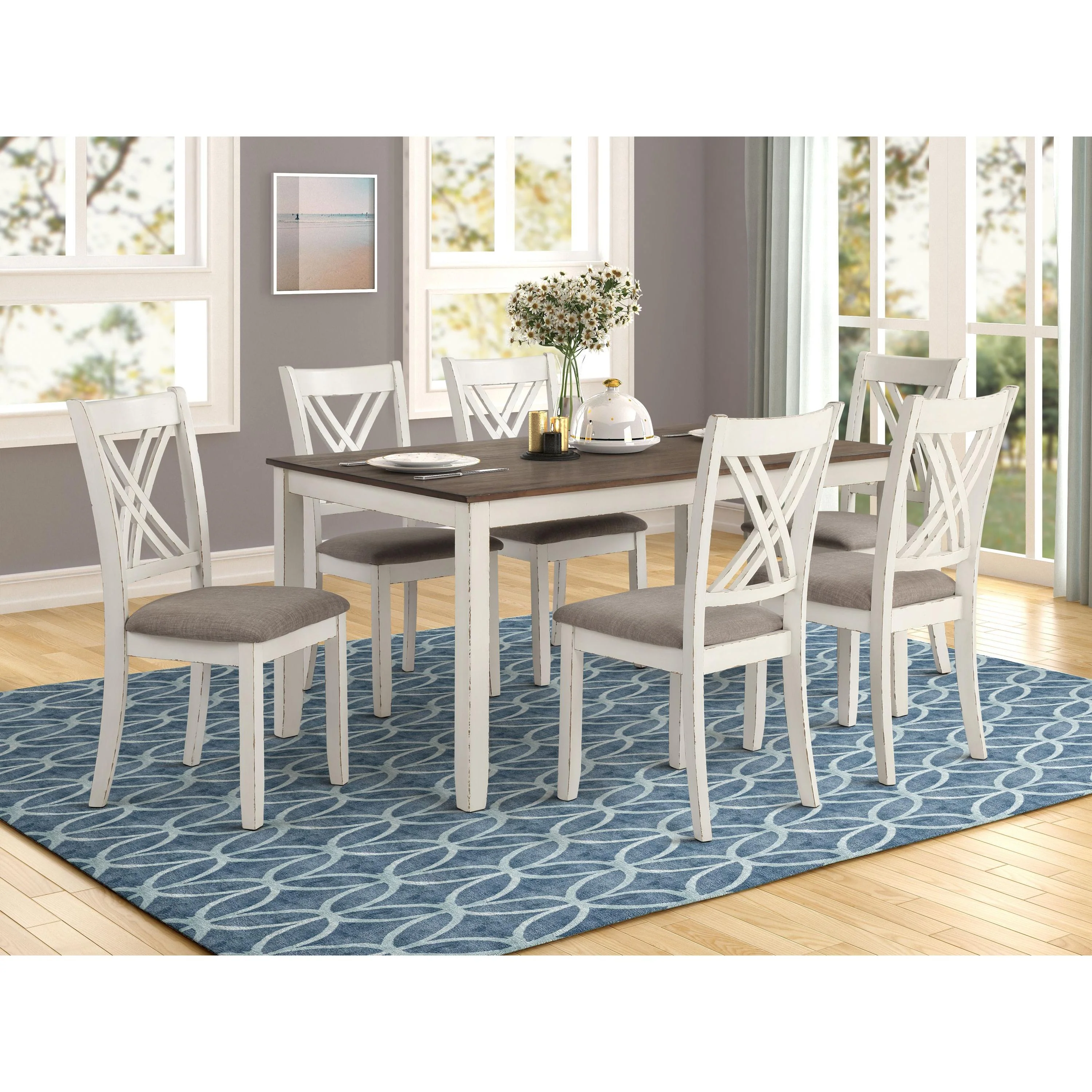 Coaster Furniture Fortress 190721 7-piece Rectangular Dining Set - Vintage Vanilla - Image 1