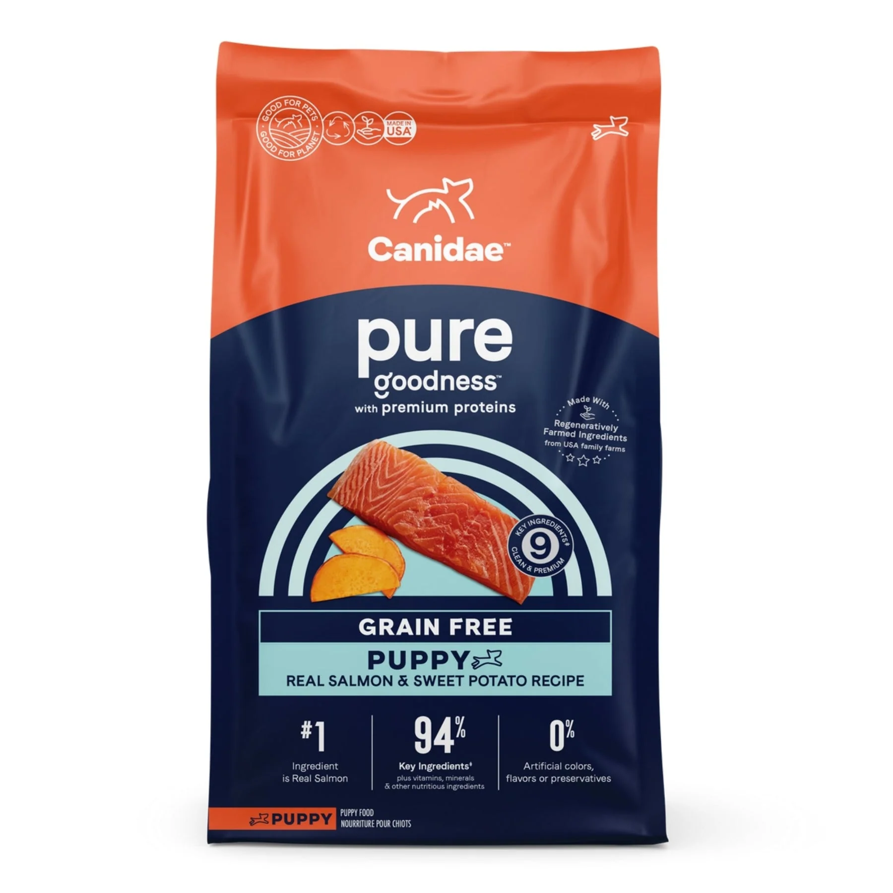 CANIDAE PURE Goodness Grain-Free LID Dry Puppy Food Real Salmon & Sweet Potato 4lb - Image 1