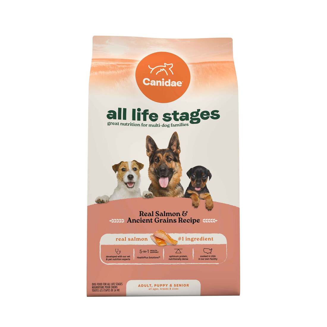 Canidae All Life Stages Dry Dog Food, Real Salmon & Ancient Grains Recipe, 27lb - Image 1