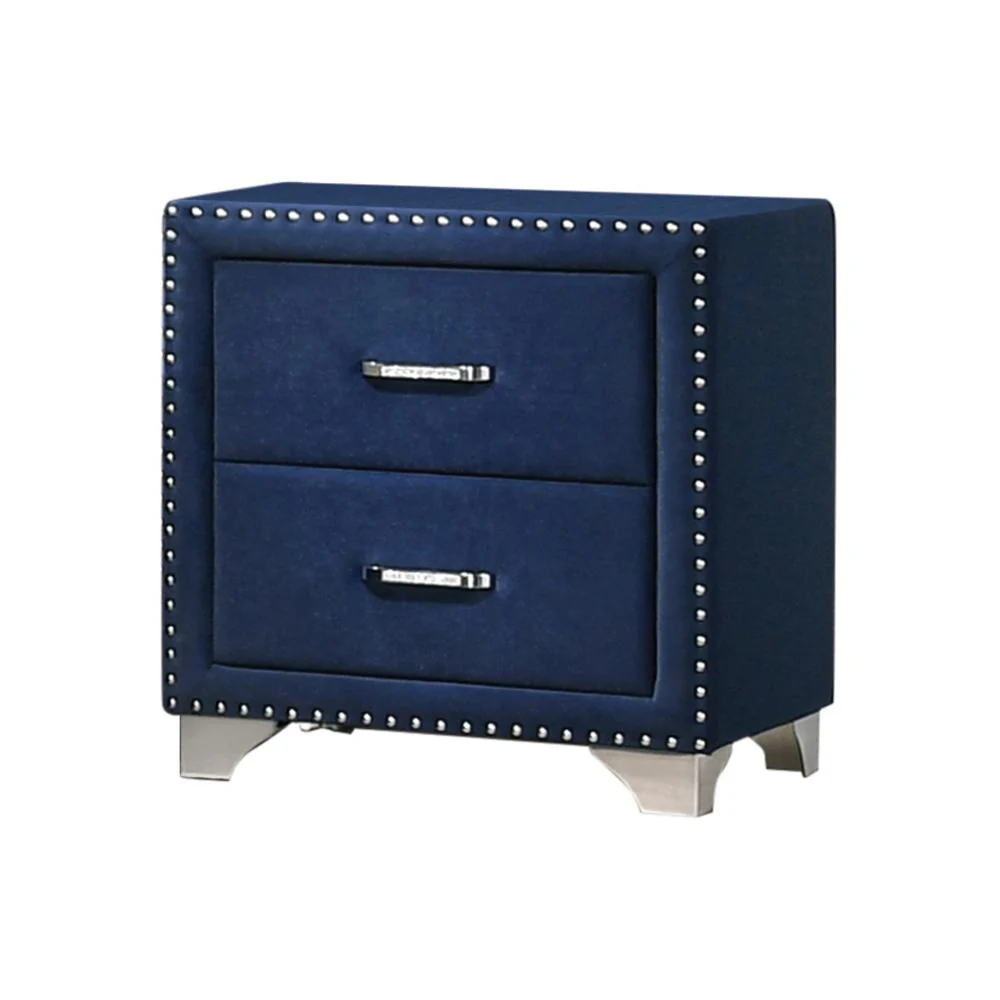 Coaster Furniture Melody 223372 Upholstered 2-Drawer Nightstand – Pacific Blue
