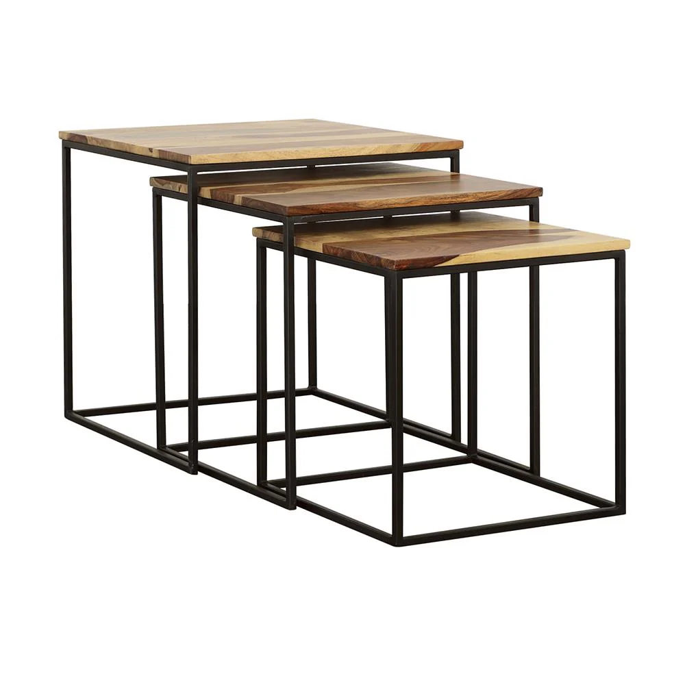Coaster Furniture Belcourt 931182 3-piece Square Nesting Tables – Natural and Black
