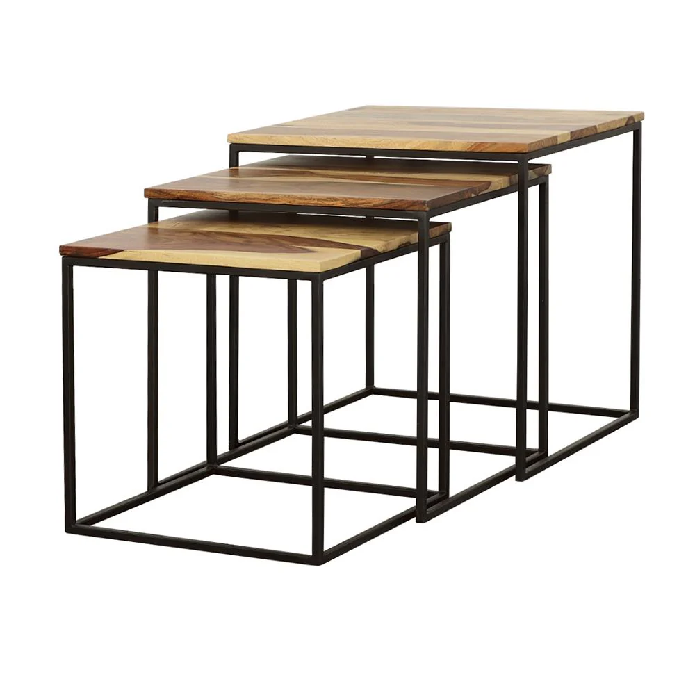 Coaster Furniture Belcourt 931182 3-piece Square Nesting Tables - Natural and Black - Image 3