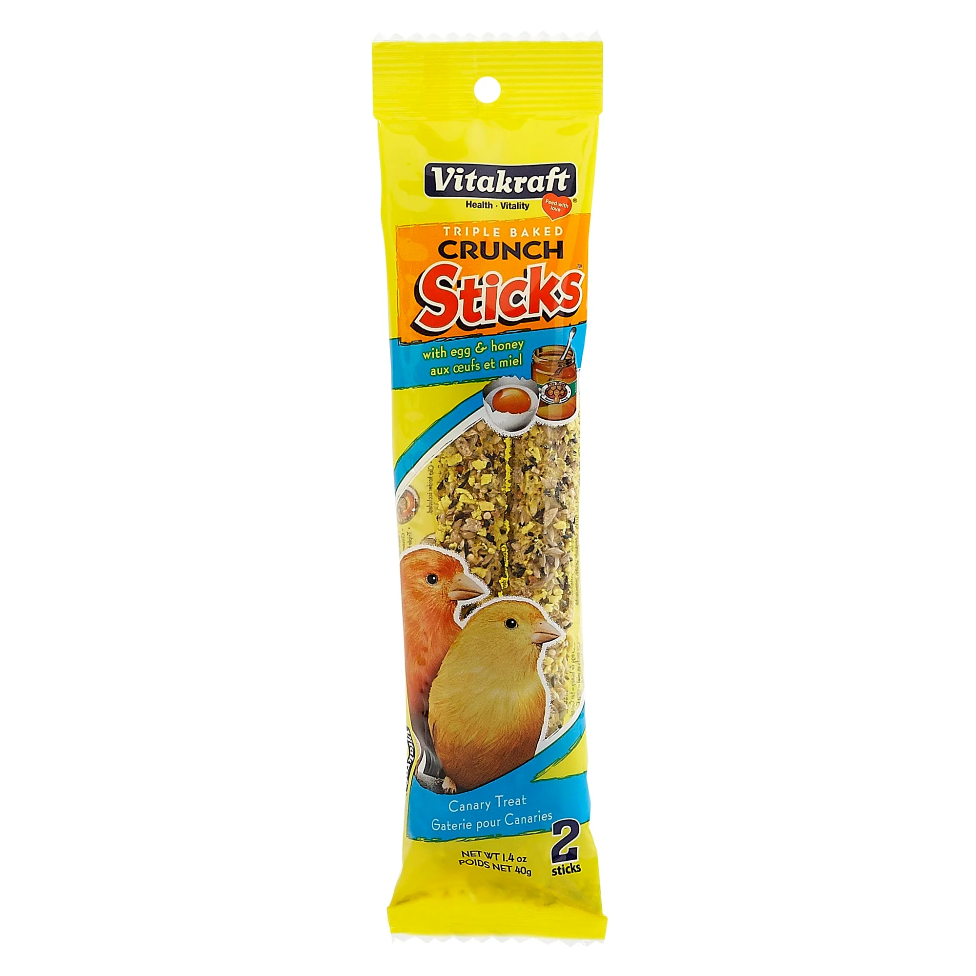 Vitakraft Canary Crunch Sticks w/Egg & Honey Treats Sticks 2pk 1.4 oz. - Image 1