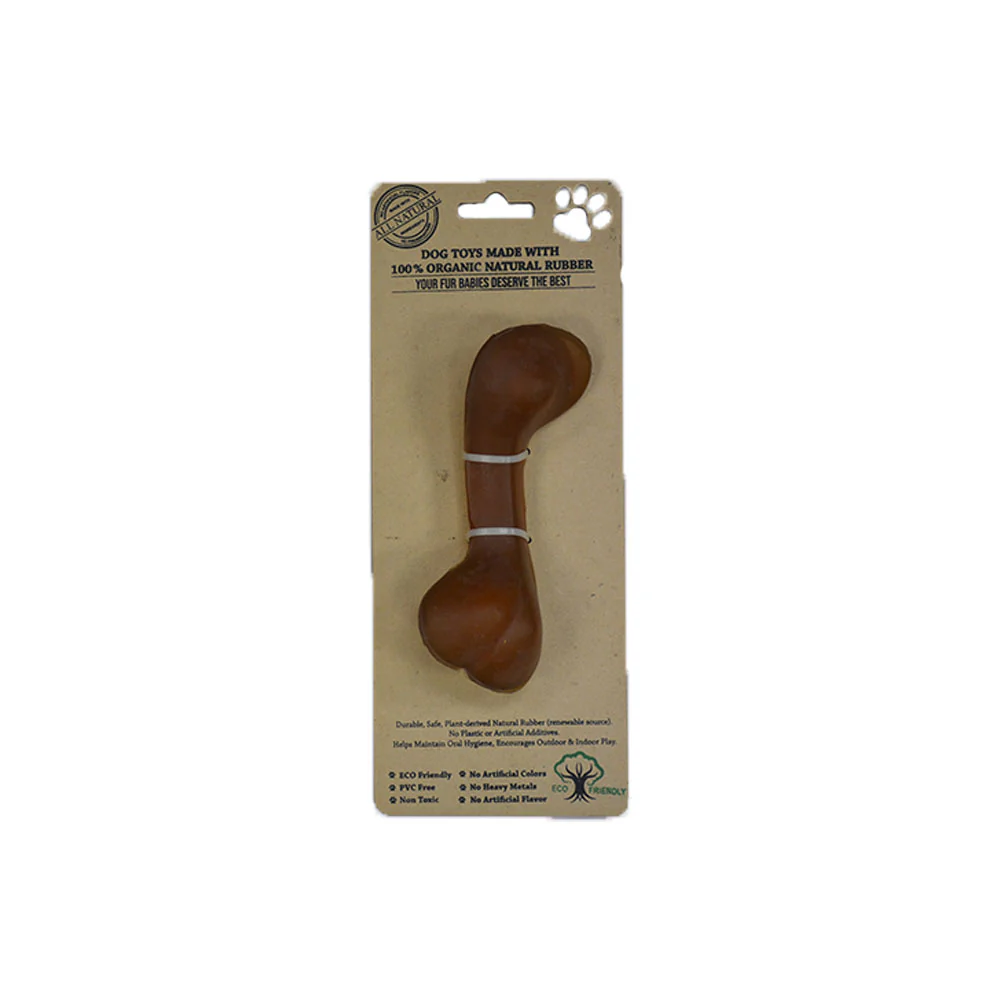IndiPets Organic Rubber Bone Dog Toy  Medium - Image 1