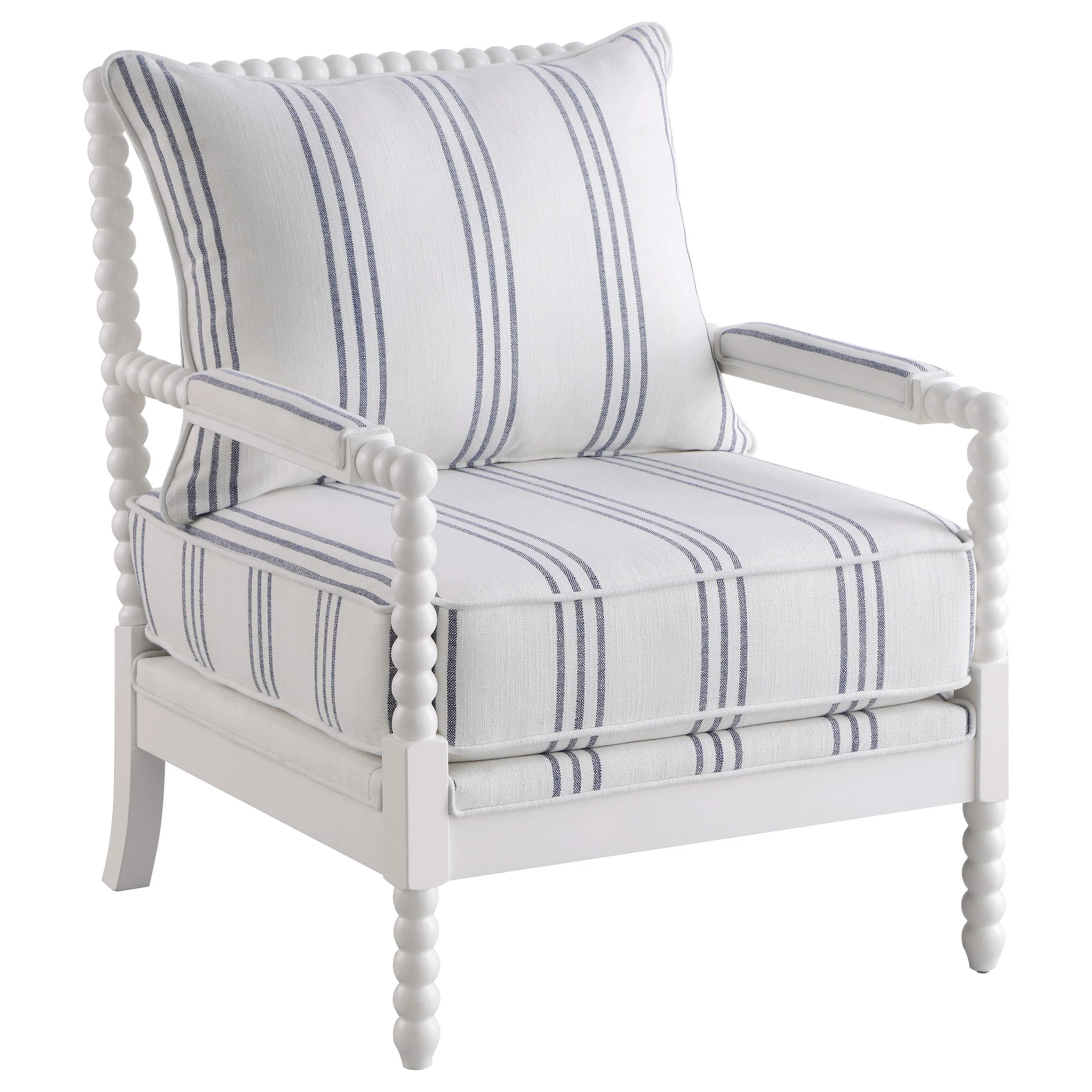 Coaster Furniture Blanchett 903835 Upholstered Bobbin Accent Chair - White and Navy - Image 1