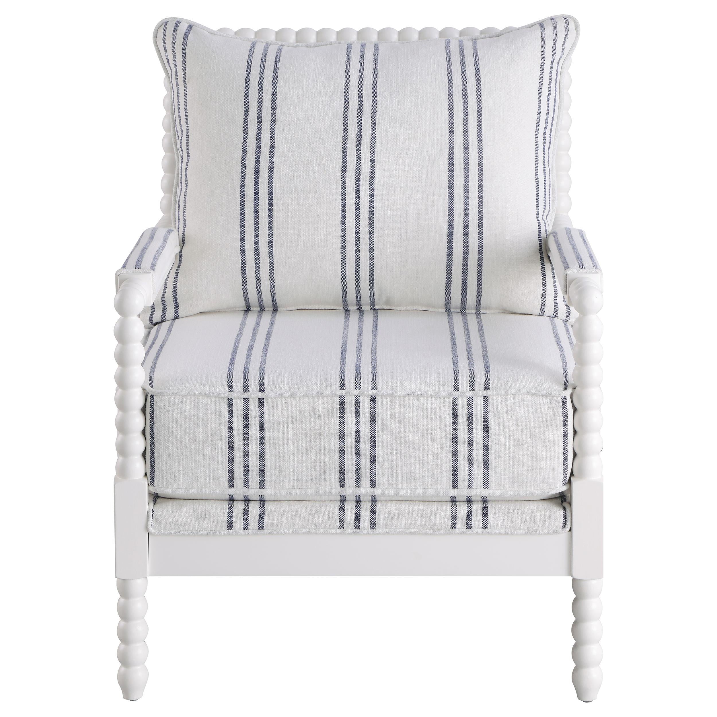 Coaster Furniture Blanchett 903835 Upholstered Bobbin Accent Chair - White and Navy - Image 2