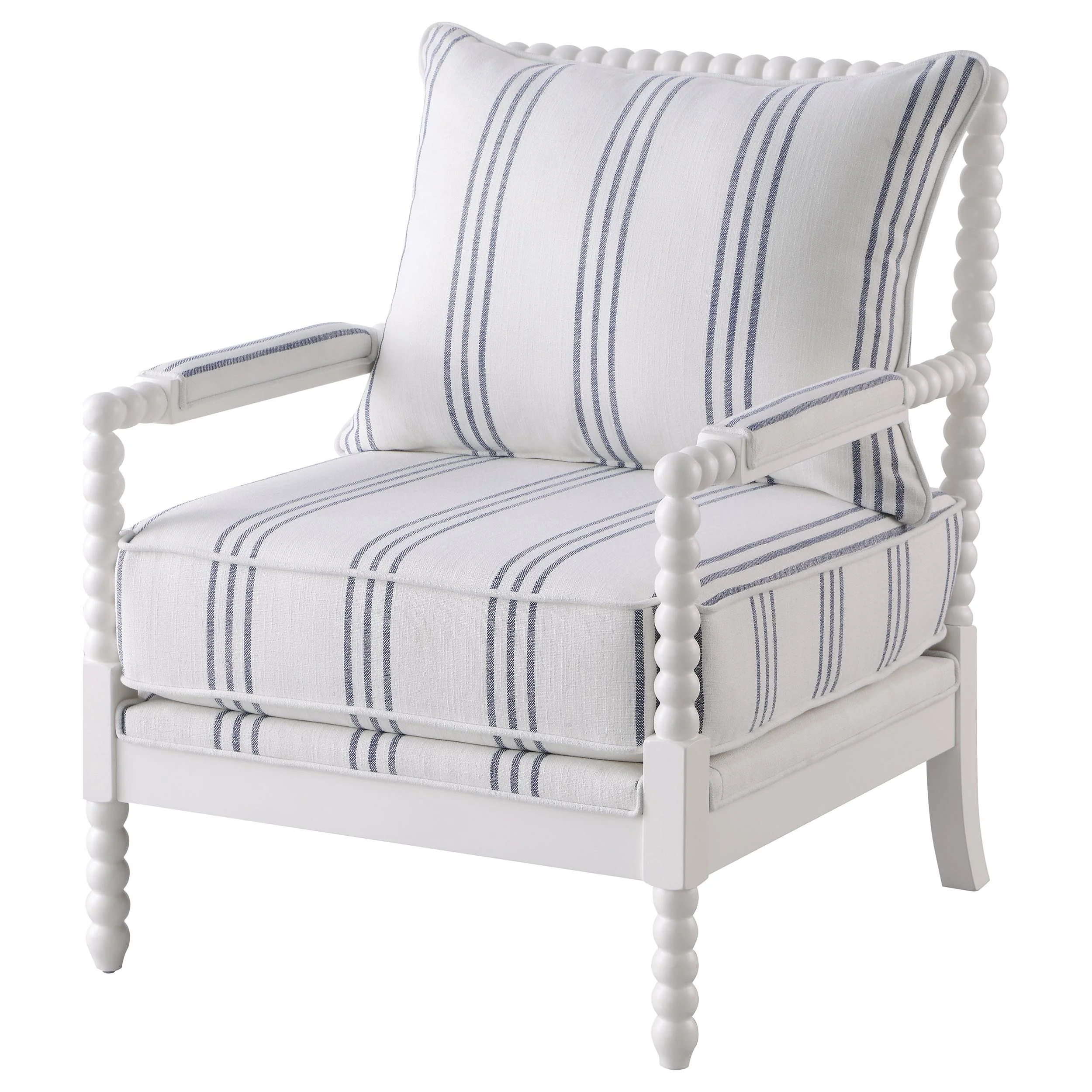 Coaster Furniture Blanchett 903835 Upholstered Bobbin Accent Chair - White and Navy - Image 3
